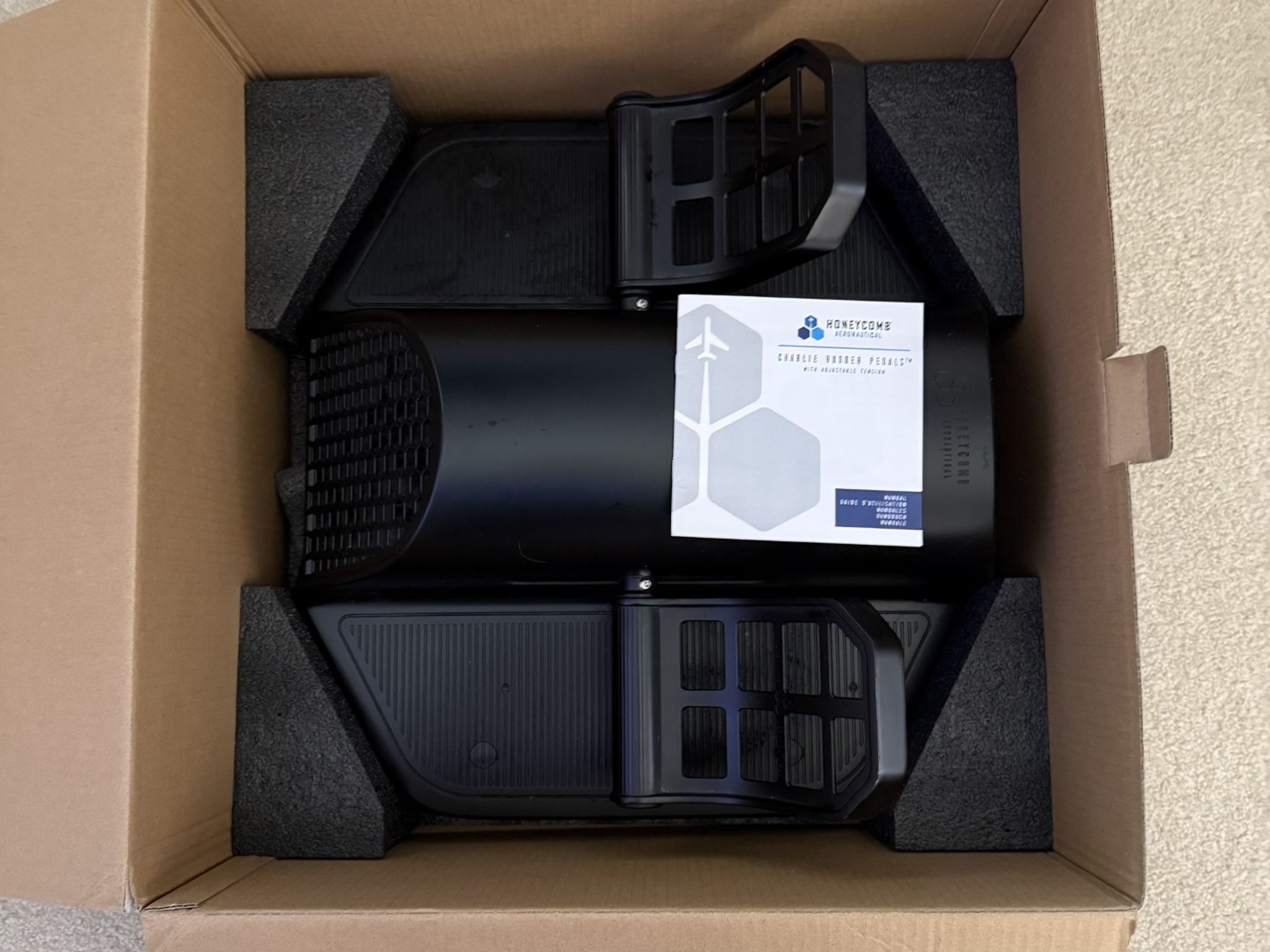 Excellent Condition Honeycomb Charlie Rudder Pedals with Original Box, Manual, and Dust Cover