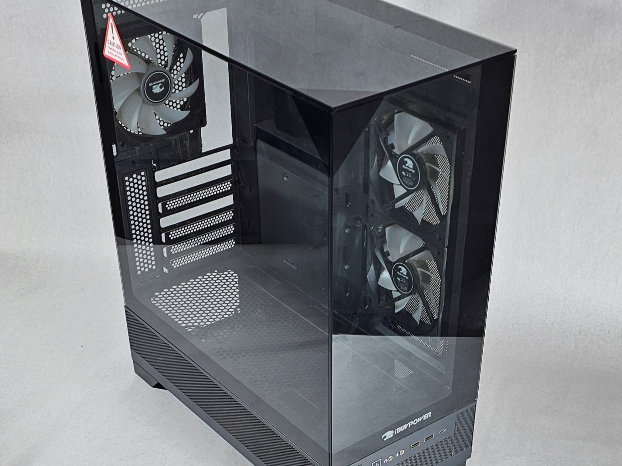 Black iBUYPOWER PC Case with Tempered Glass w/ 3 Fans