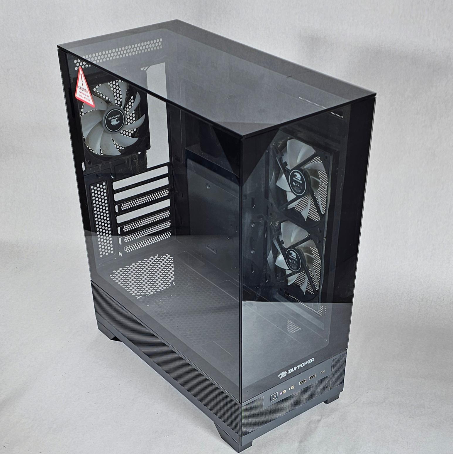 Black iBUYPOWER PC Case with Tempered Glass w/ 3 Fans
