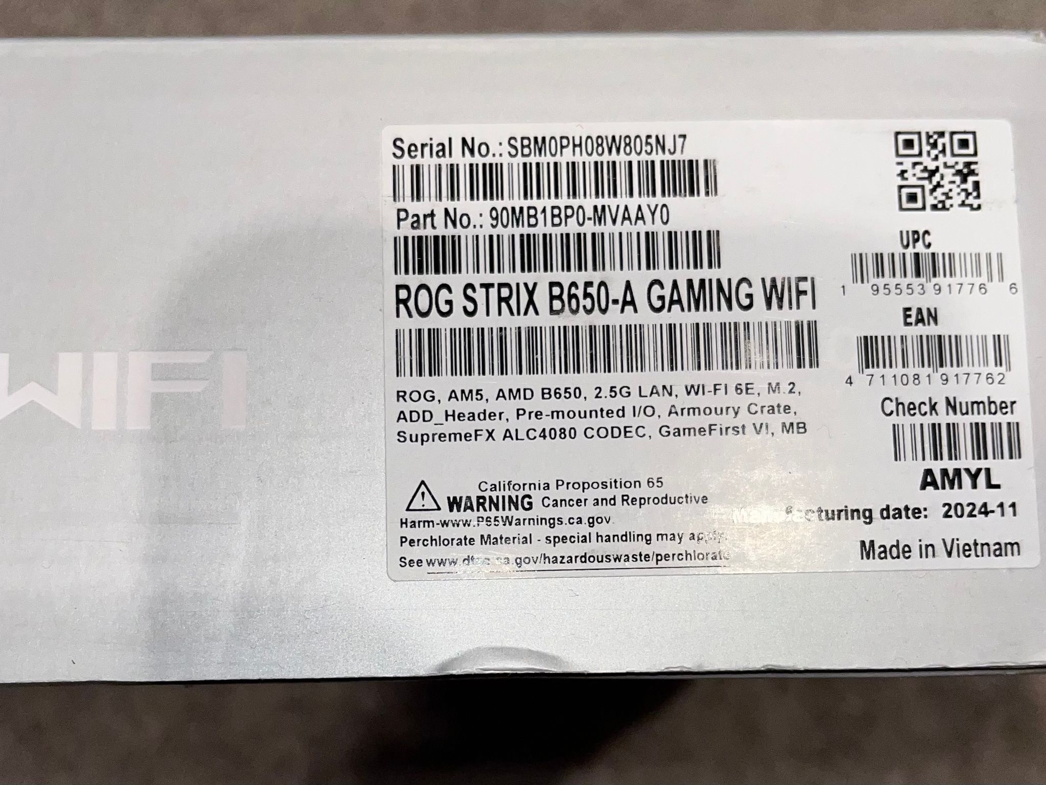 ASUS ROG STRIX B650-A GAMING WIFI 6E (Socket AM5) - SEALED