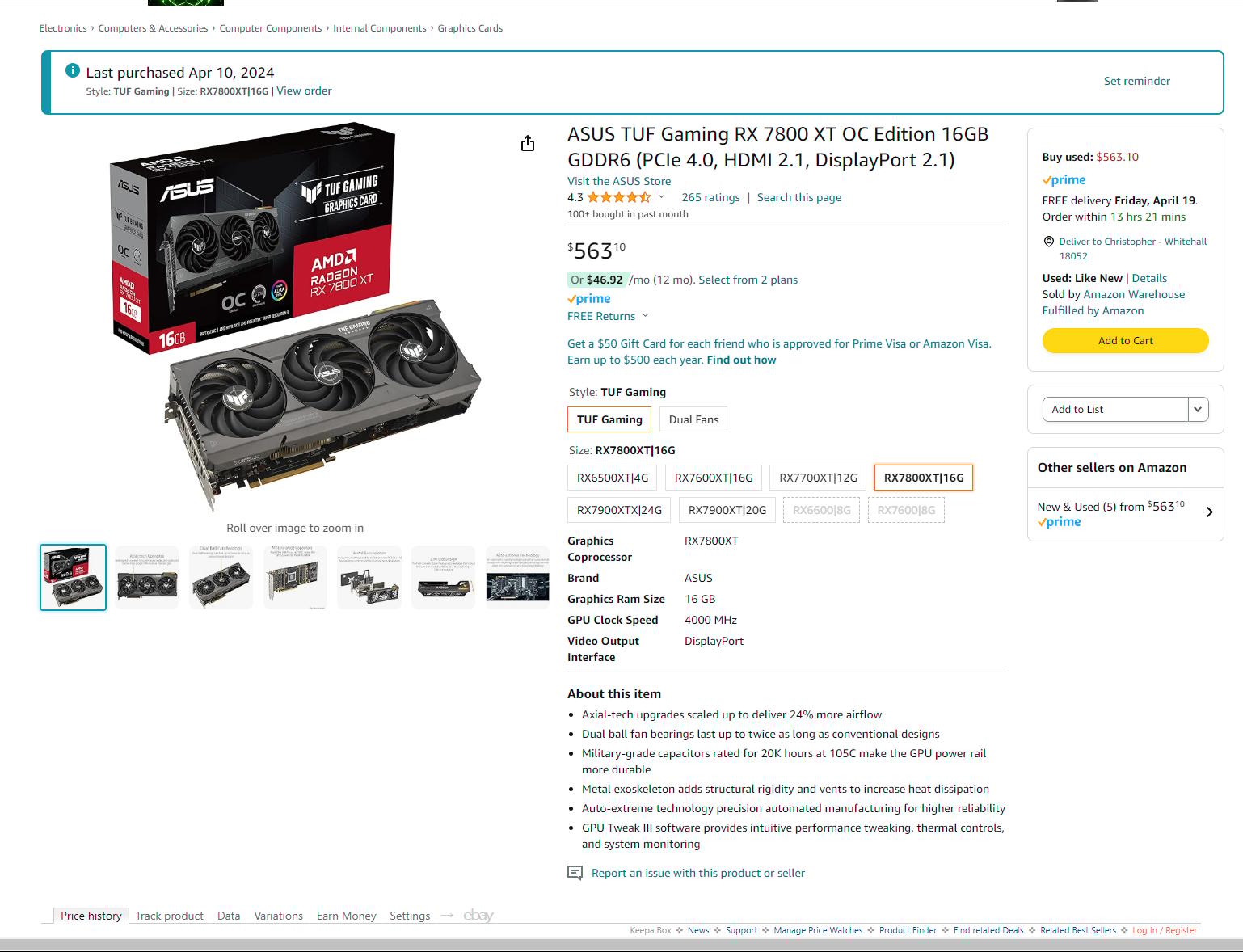 **5 days left until I return to Amazon** Asus TUF 7800 XT