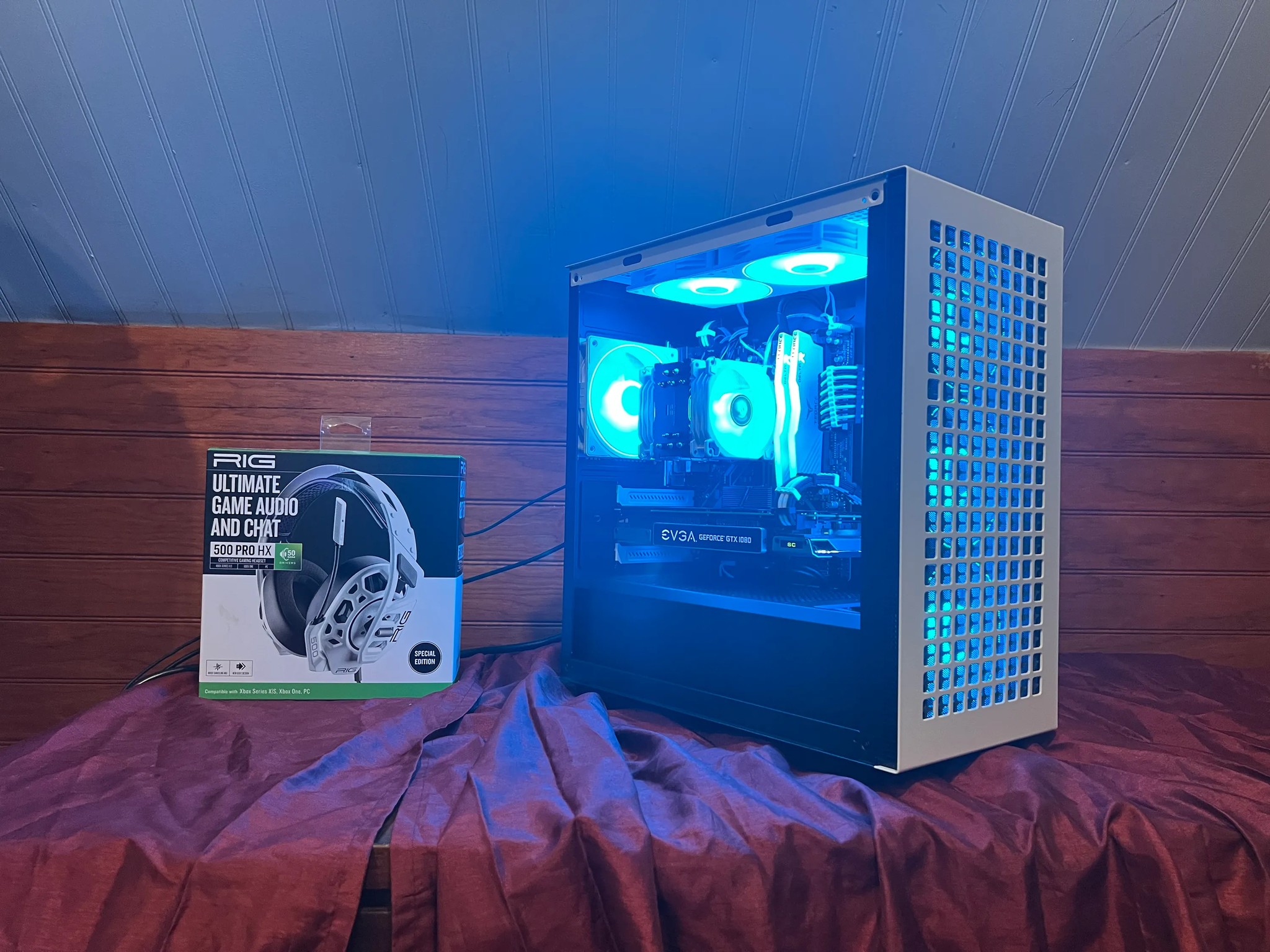 "The Star" 5600x, GTX 1080, black and white gaming pc with 32gb ram, WI-FI, and free headset