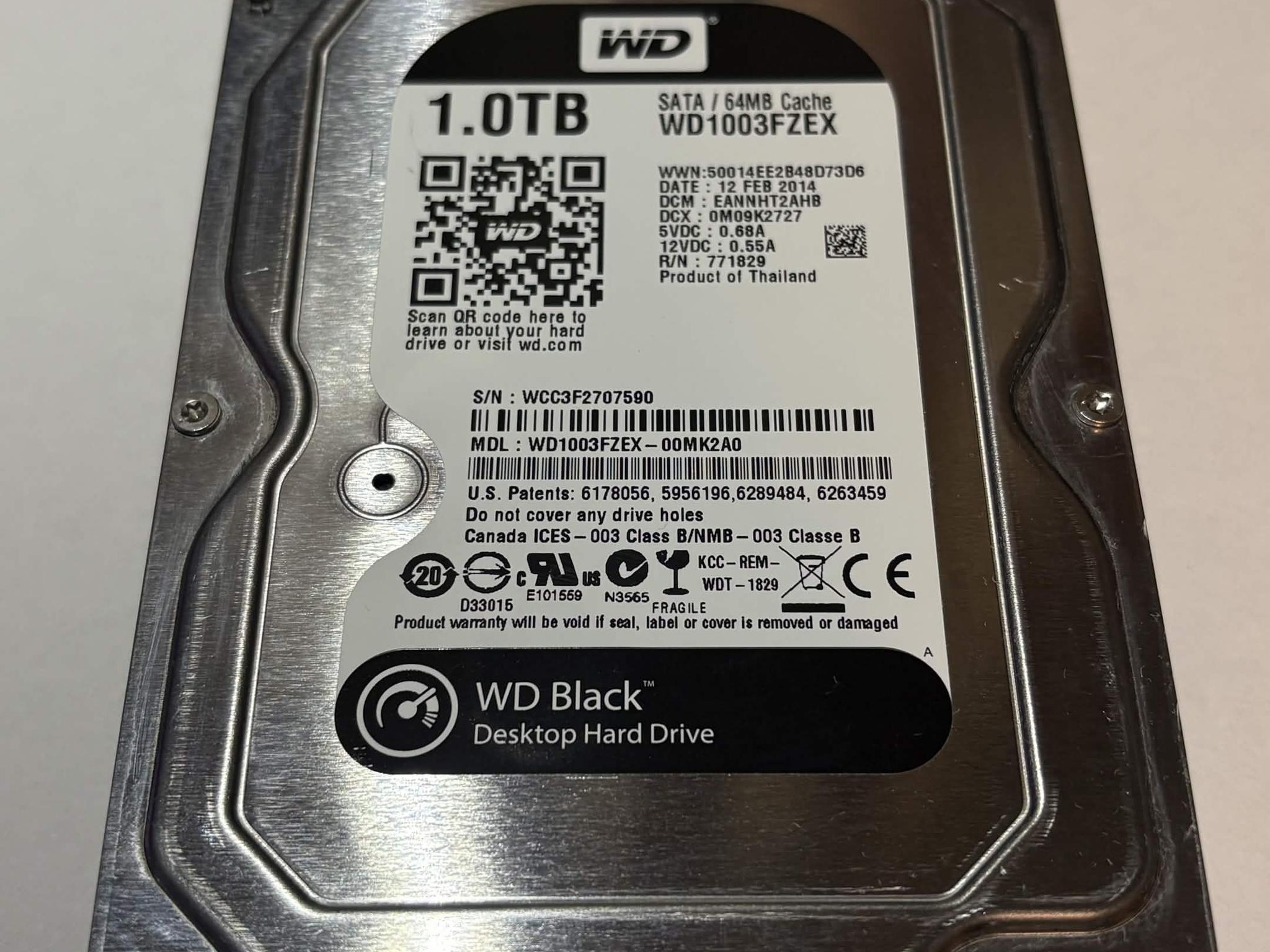 WD Black 1TB 7200RPM 3.5" SATA HDD – WD1003FZEX – Caution SMART