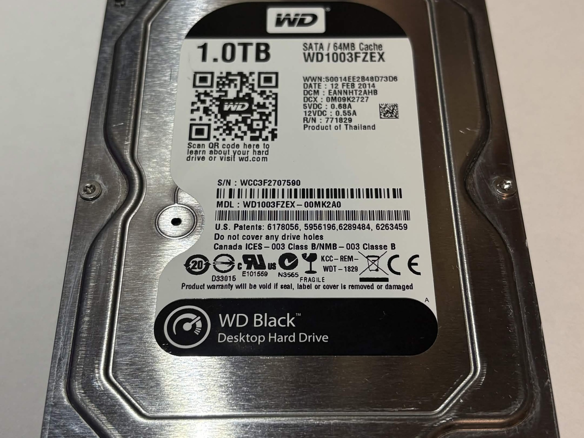 WD Black 1TB 7200RPM 3.5" SATA HDD – WD1003FZEX – Caution SMART
