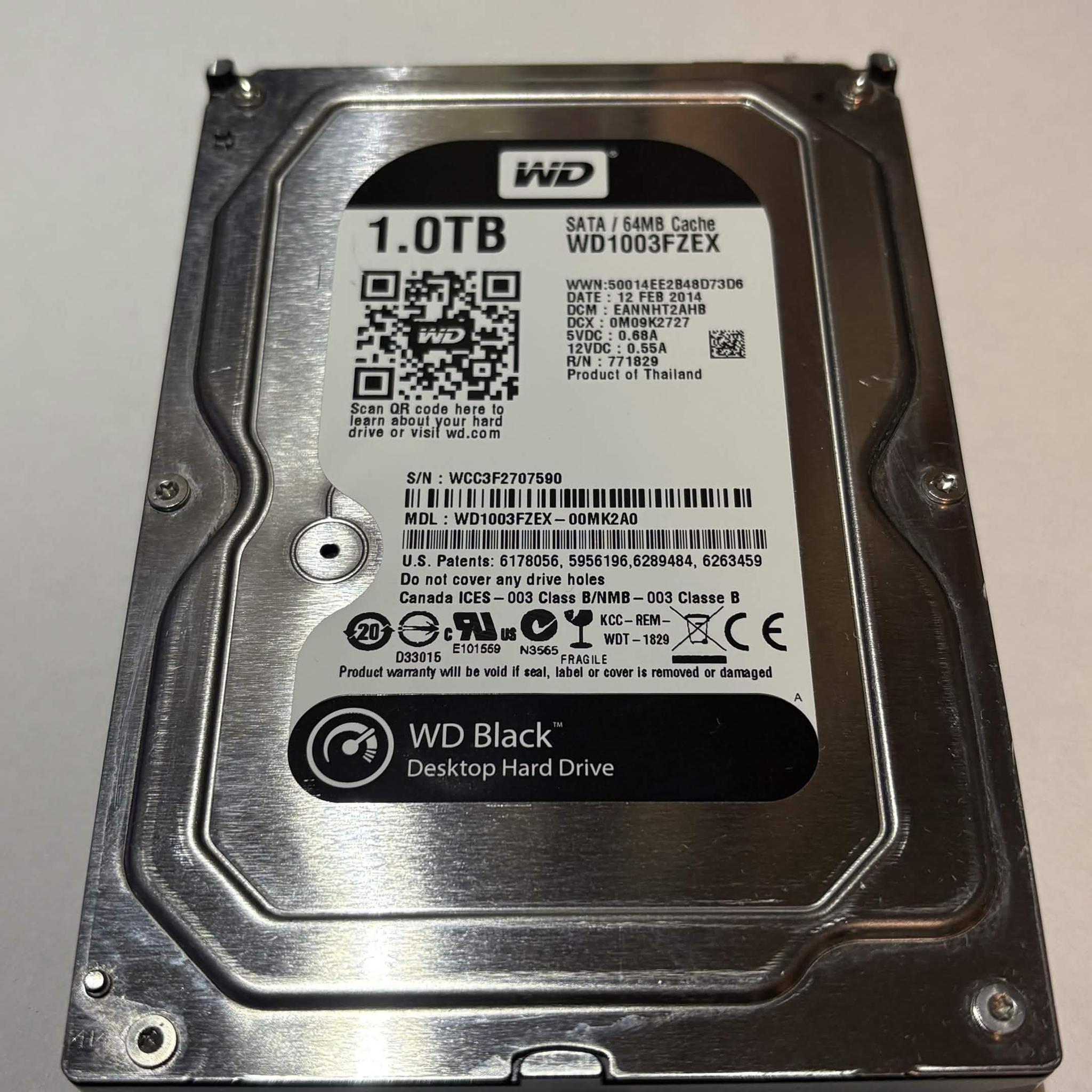 WD Black 1TB 7200RPM 3.5" SATA HDD – WD1003FZEX – Caution SMART
