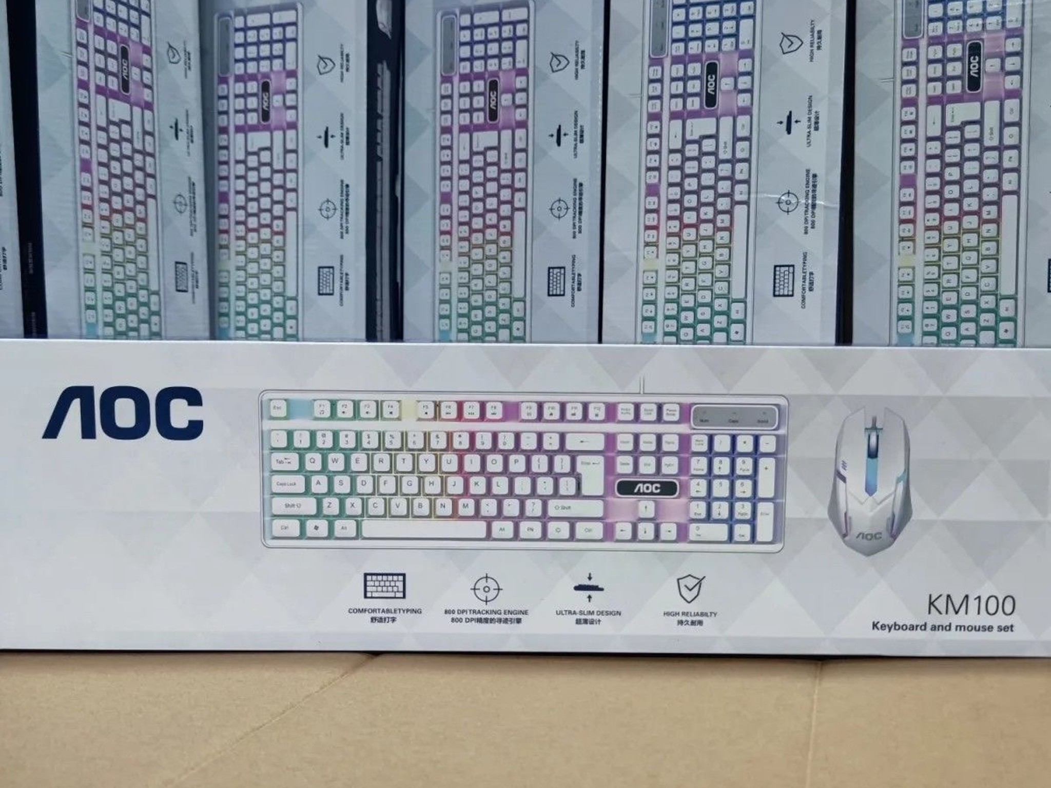 AOC KM100 Wired Keyboard & Mouse Set with Floating Keycaps and LED Backlight