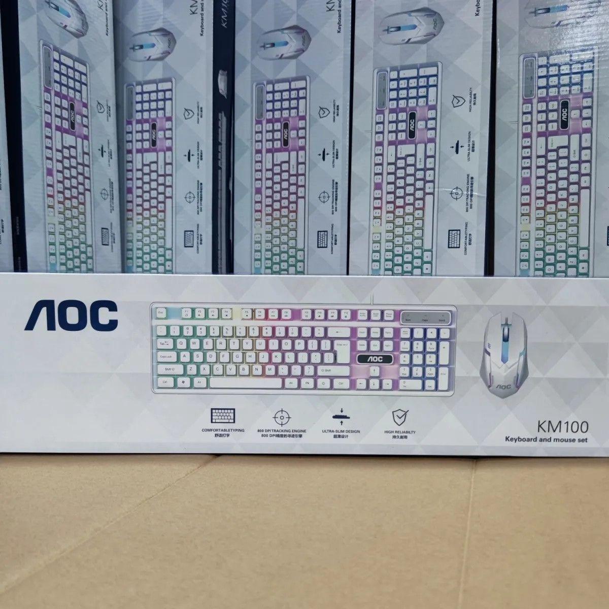 AOC KM100 Wired Keyboard & Mouse Set with Floating Keycaps and LED Backlight