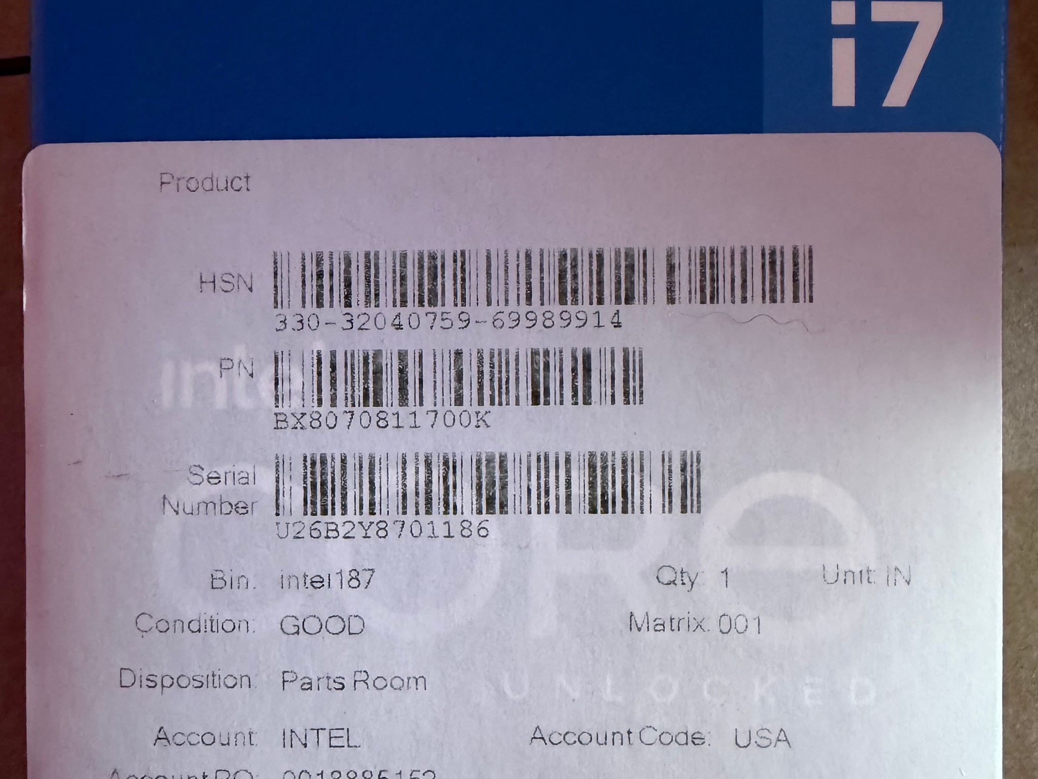 Intel Core i7-11700K -- BRAND NEW!