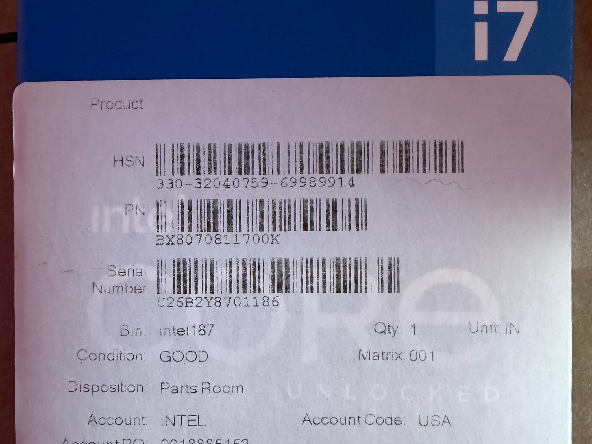 Intel Core i7-11700K -- BRAND NEW!