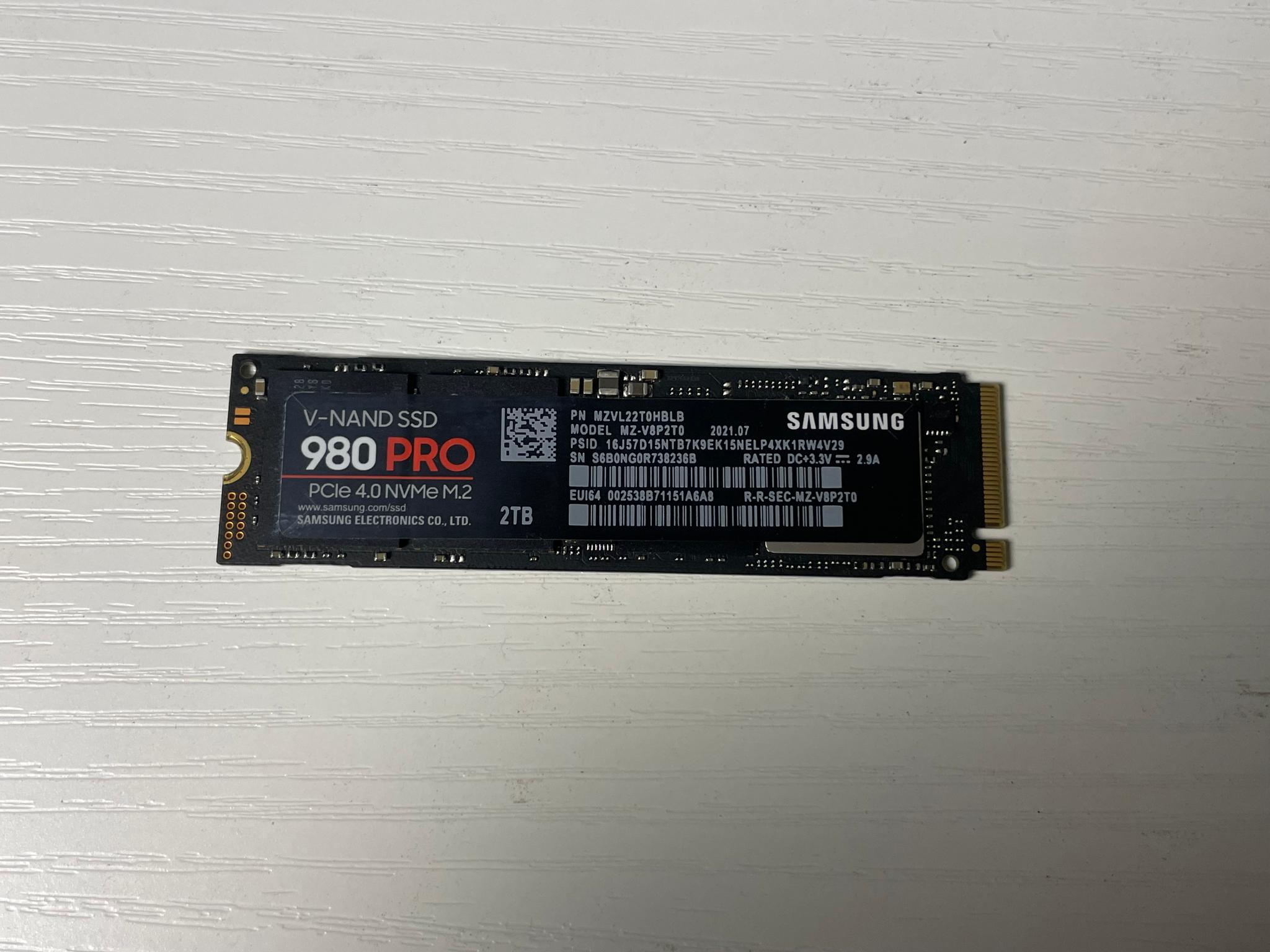 Samsung SSD 980 PRO 2TB NVME SSD