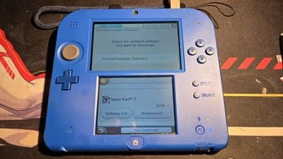 CUSTOM USED Nintendo 2DS Blue/Black Handheld Console, Mario Kart 7 Edition