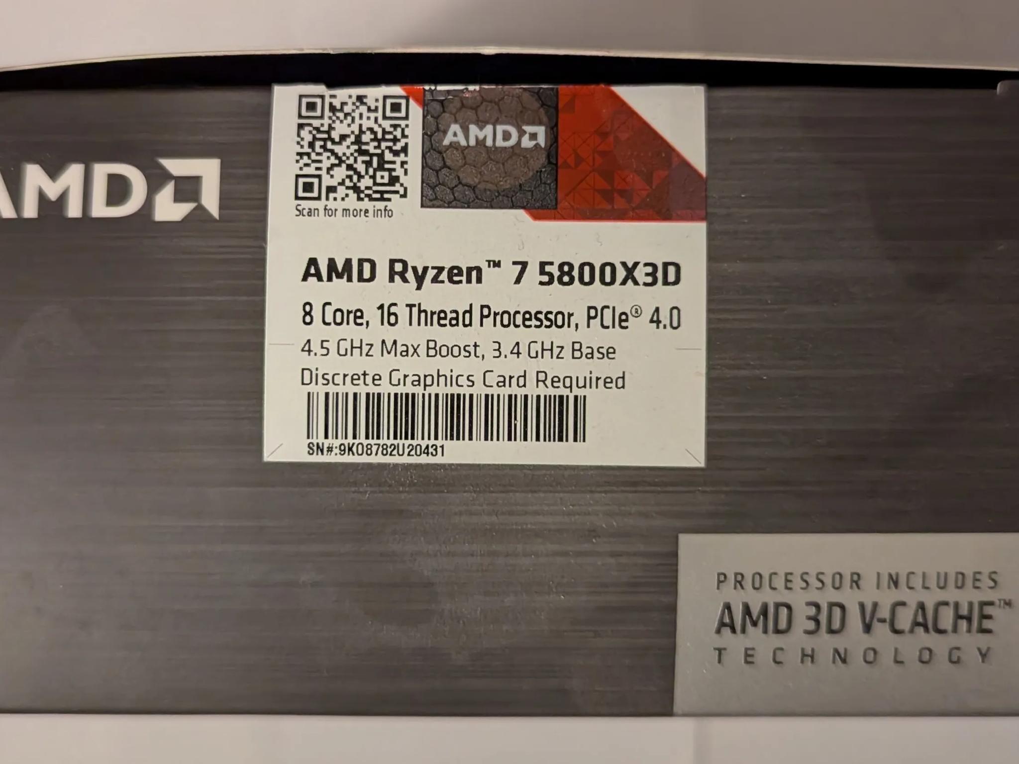 AMD Ryzen 7 5800X3D AM4 8-Core Processor With 3D V-Cache + Original Box
