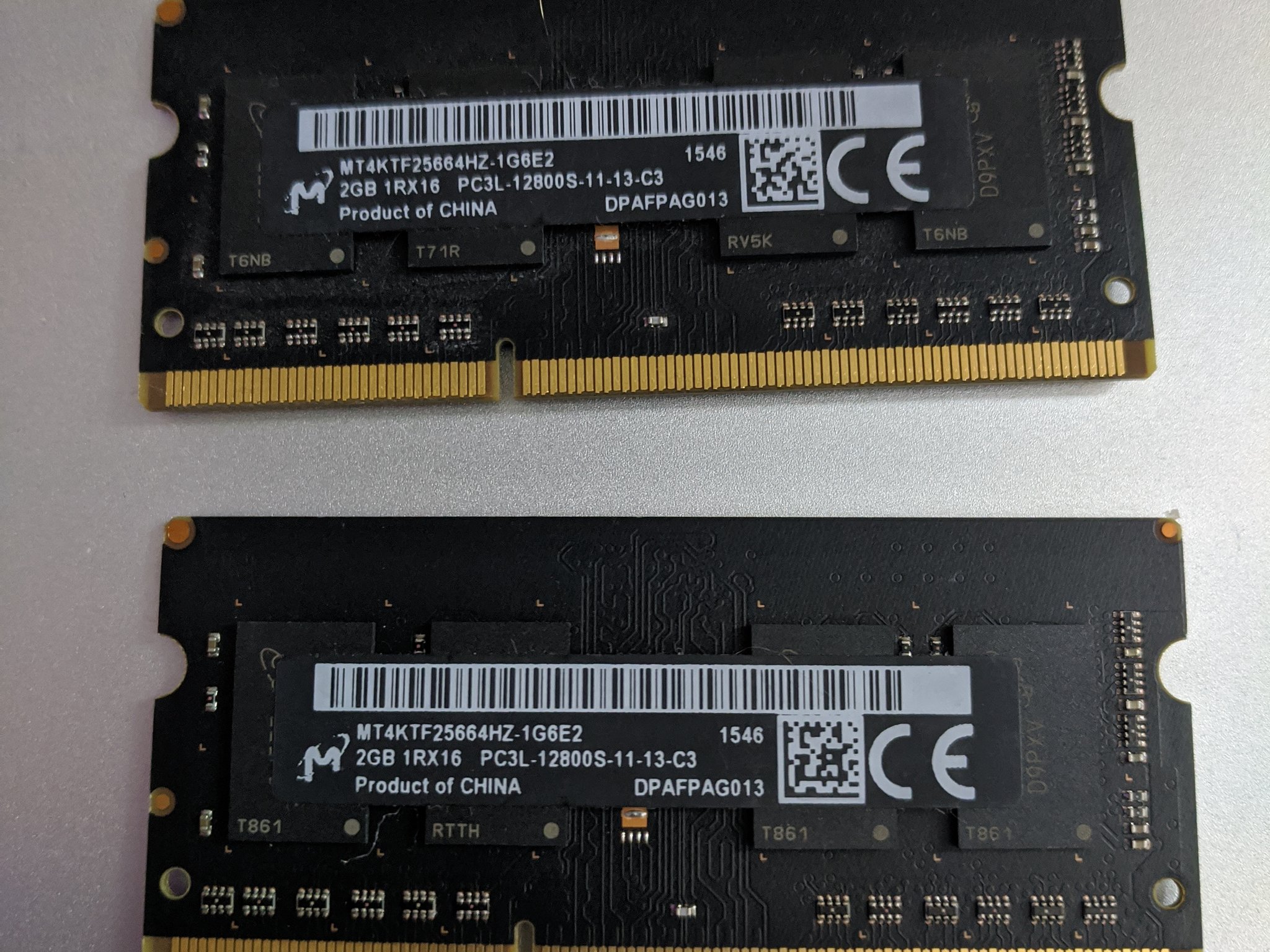 2X Micron 2GB Sticks of DDR3 RAM at 1600Mhz (SO-DIMM Laptop) (Mac Compatible)