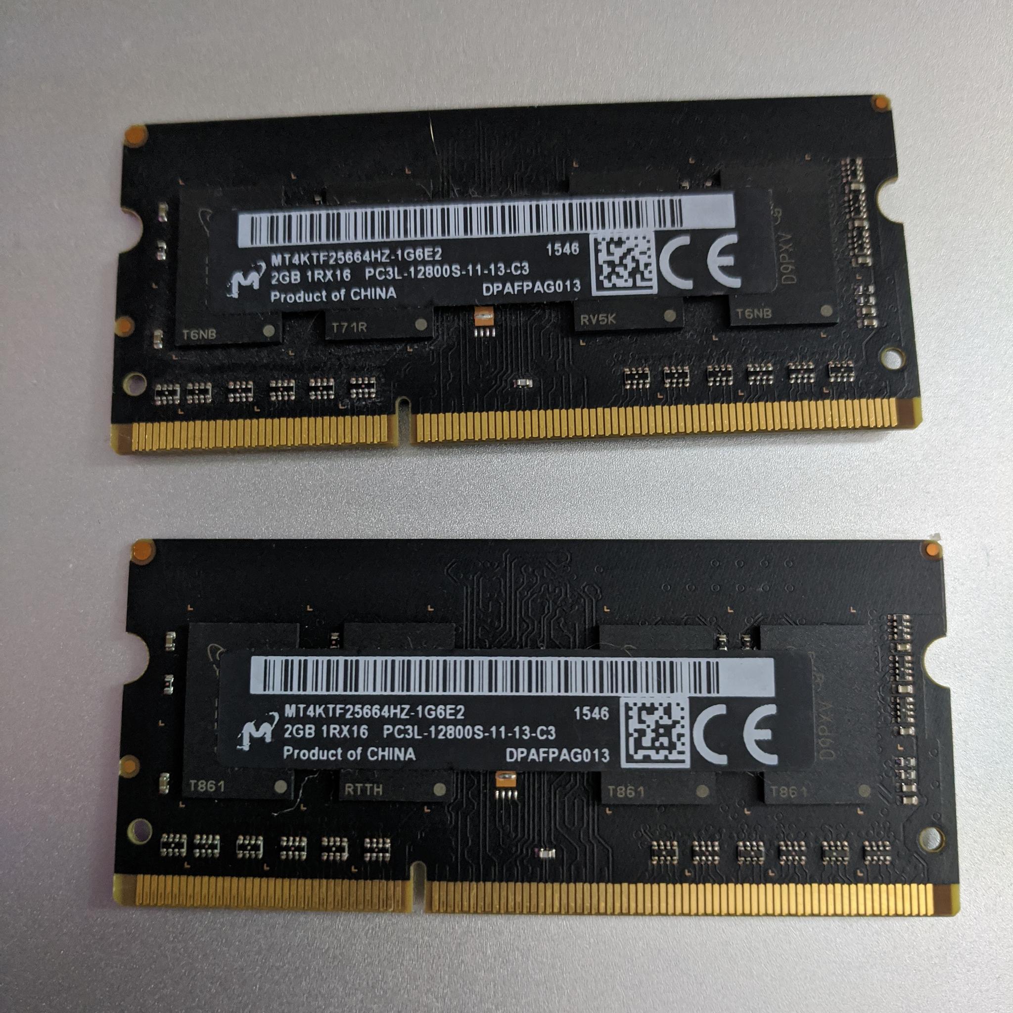 2X Micron 2GB Sticks of DDR3 RAM at 1600Mhz (SO-DIMM Laptop) (Mac Compatible)
