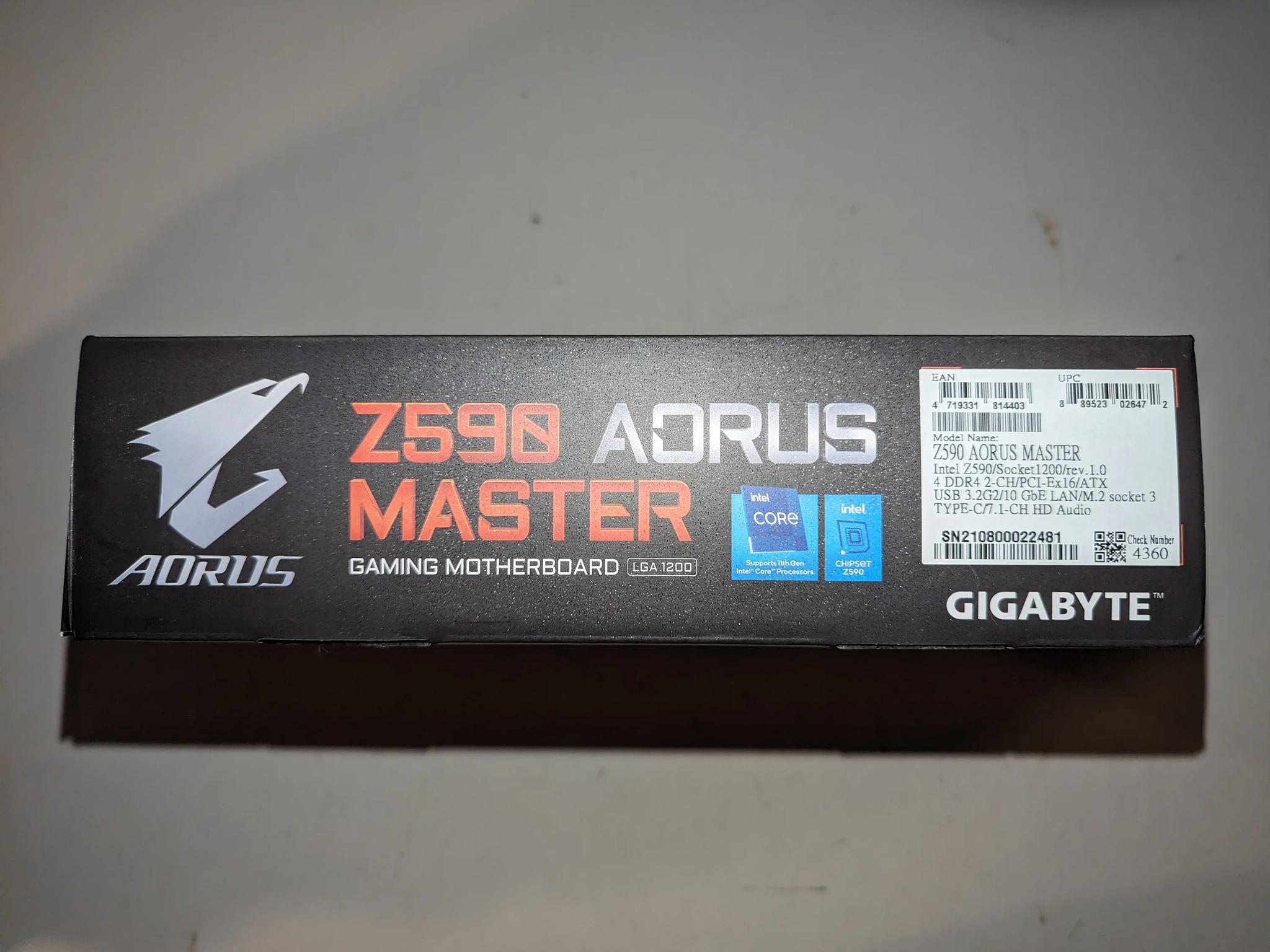 Gigabyte Z590 Aorus Master LGA 1200 Intel ATX Motherboard w/ Triple M.2 Slots, 10GbE LAN, Wi-Fi 6E
