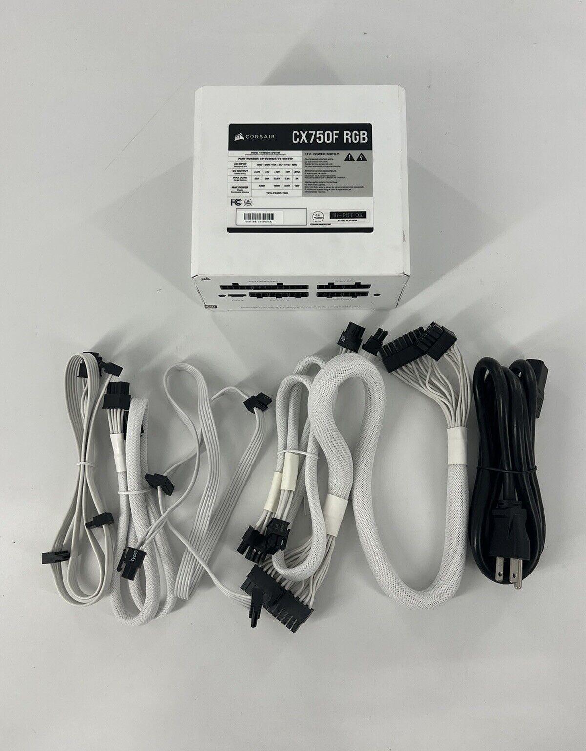 Corsair White CX750F RGB 750 Watt 80 PLUS Bronze Power Supply