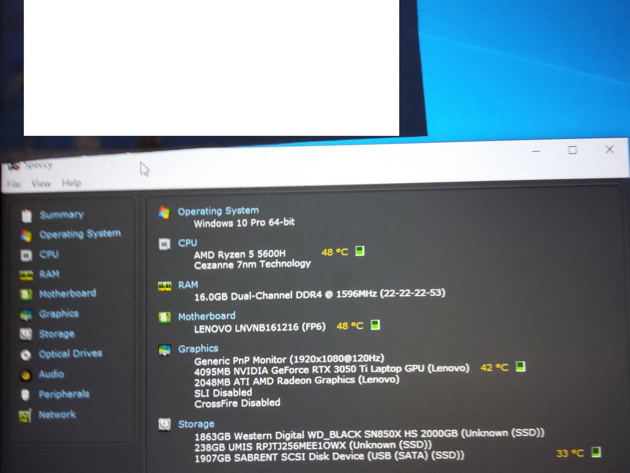 Lenovo Laptop Ideapad 3, with Nvidia 3050 TI Graphics Card.