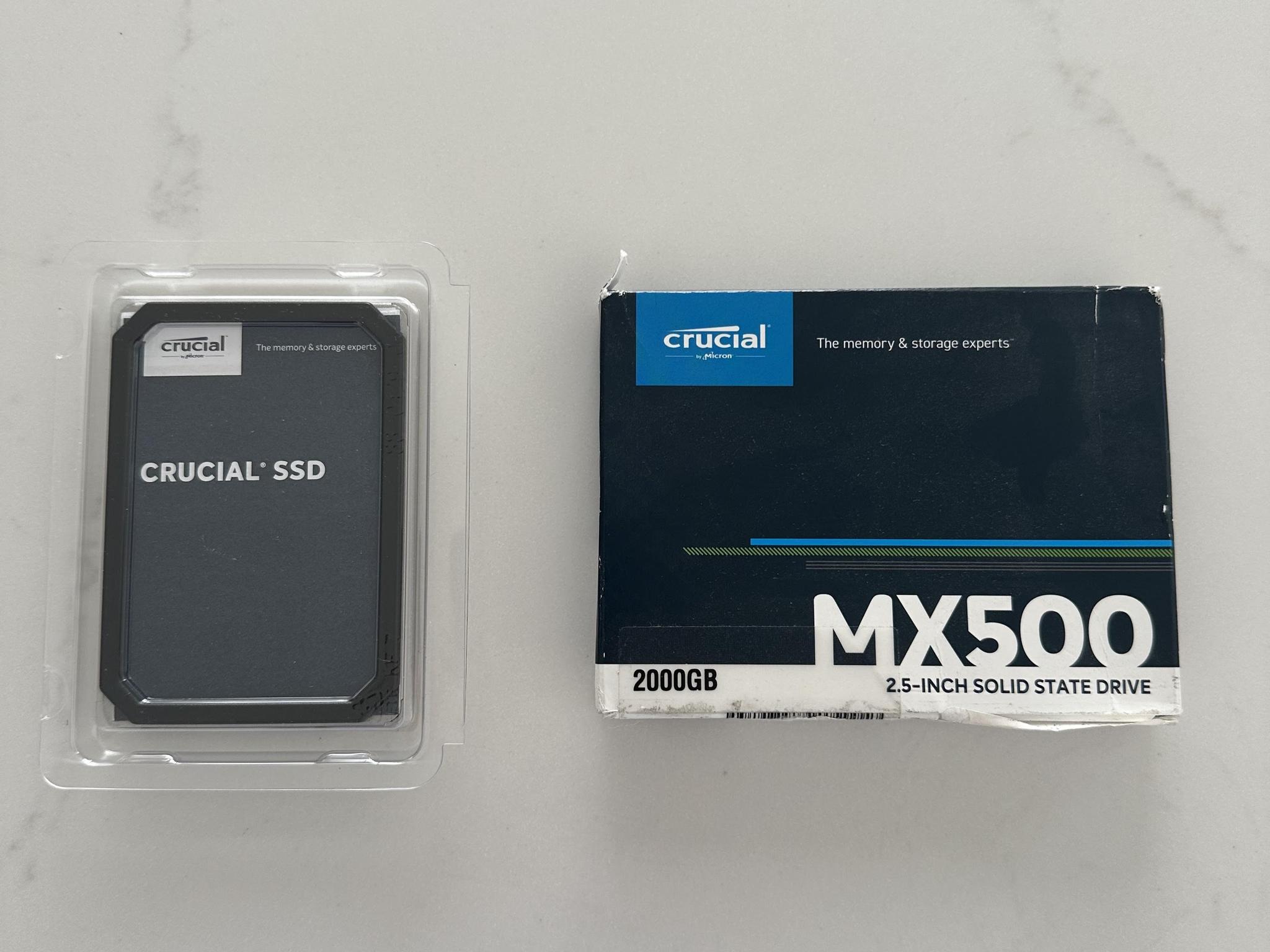 Crucial MX500 2TB SATA 2.5" SSD - Tested 100% Health