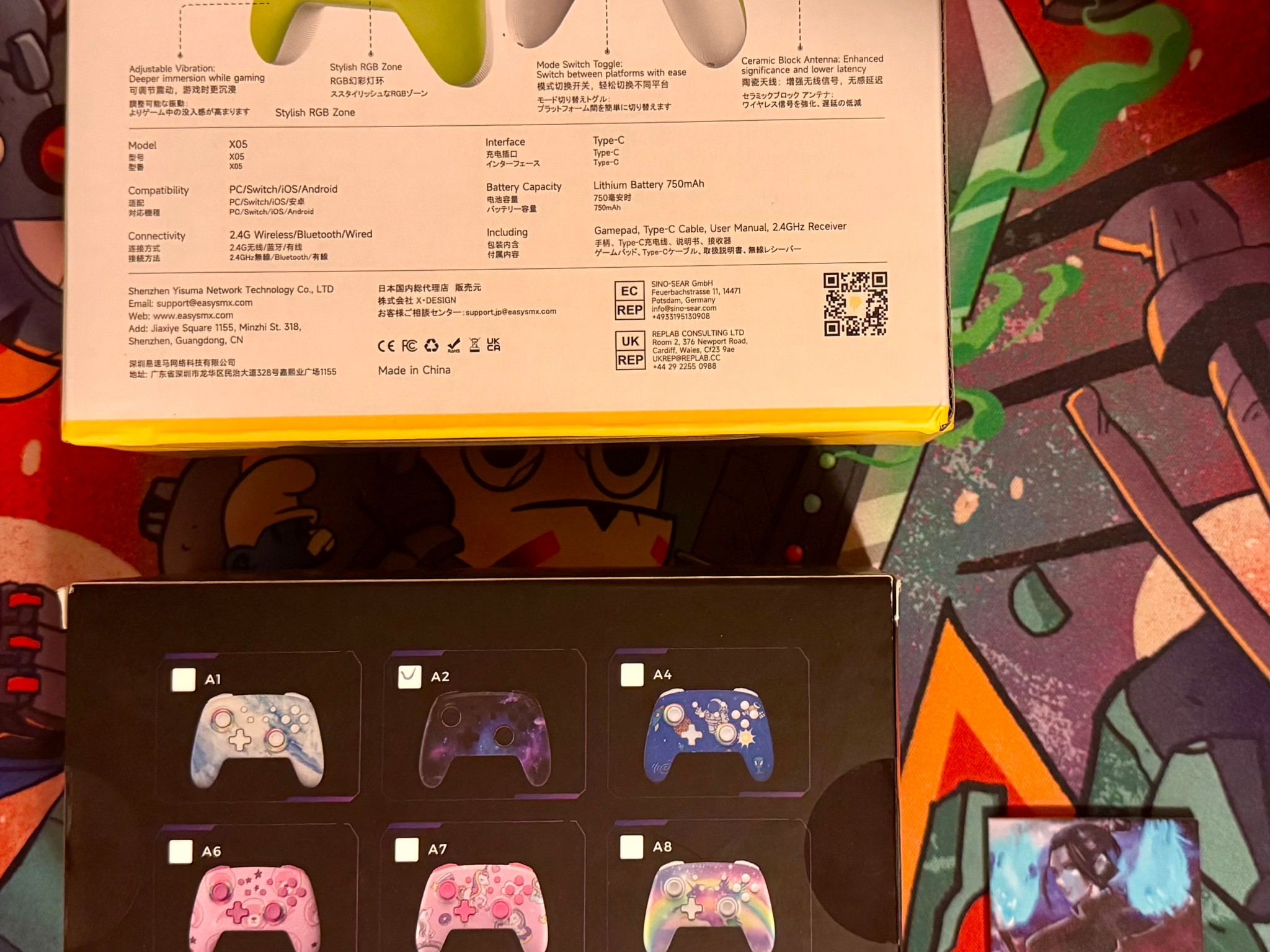 NexiGo NS32 Wireless Controller (Cosmic Nebula) + EasySMX X05 Gaming Controller (Lime) Bundle