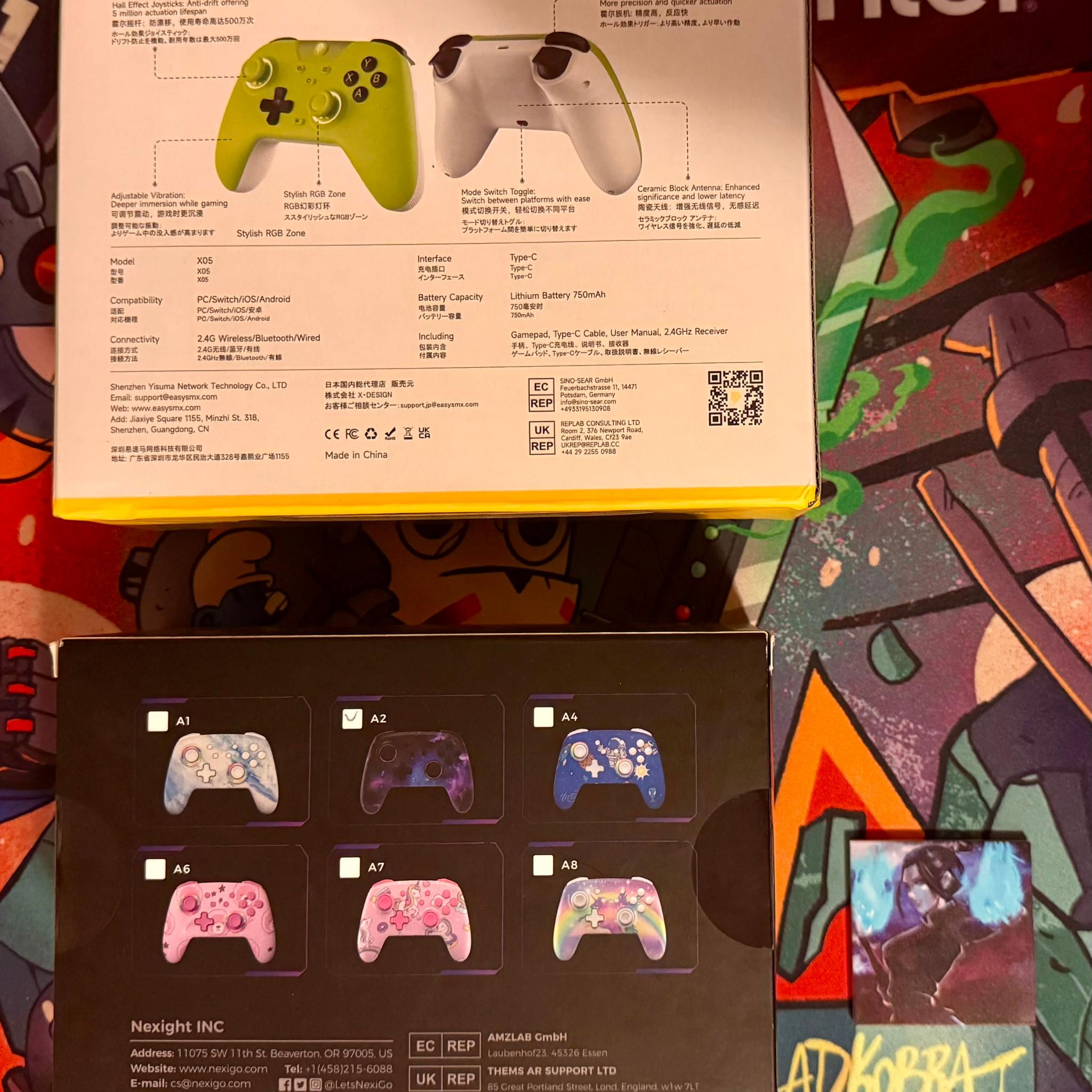 NexiGo NS32 Wireless Controller (Cosmic Nebula) + EasySMX X05 Gaming Controller (Lime) Bundle