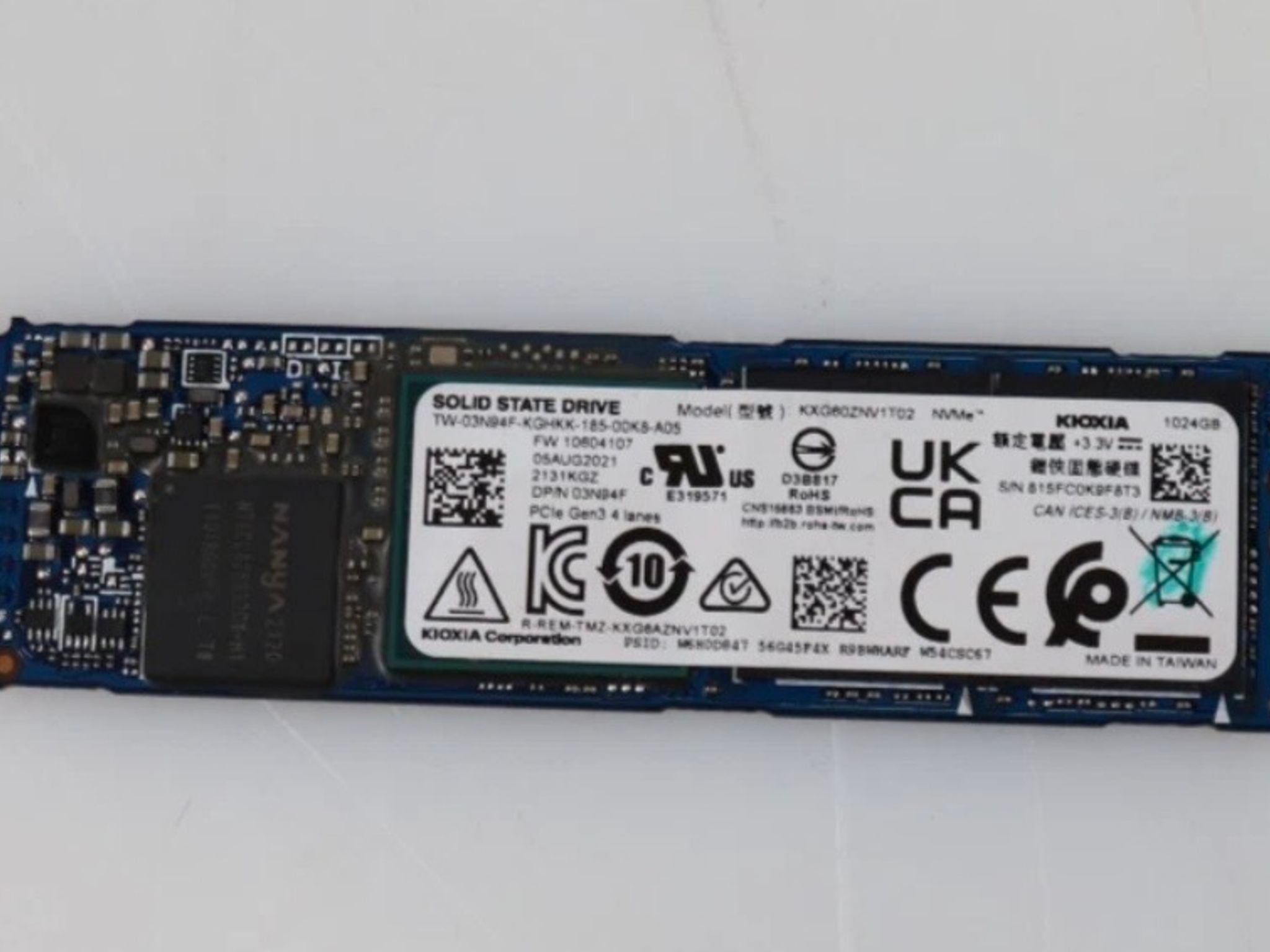 Kioxia 1TB NVMe M.2 2280 PCIe 3.0 x4 Solid State Drive KXG60ZNV1T02
