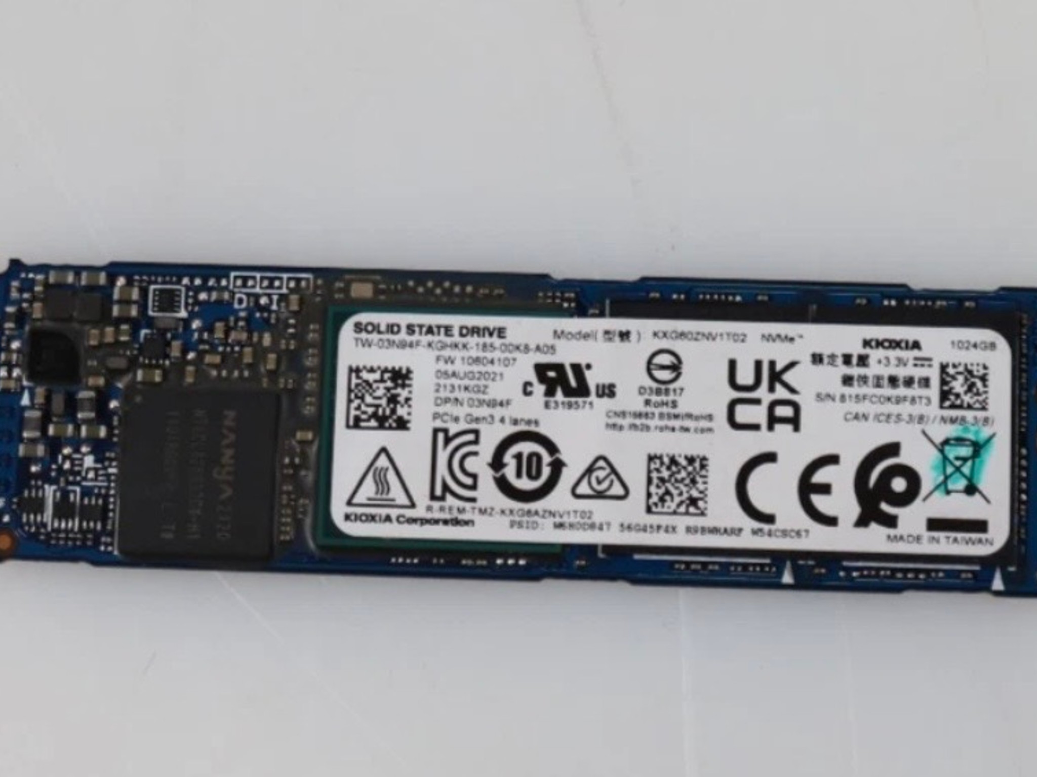Kioxia 1TB NVMe M.2 2280 PCIe 3.0 x4 Solid State Drive KXG60ZNV1T02