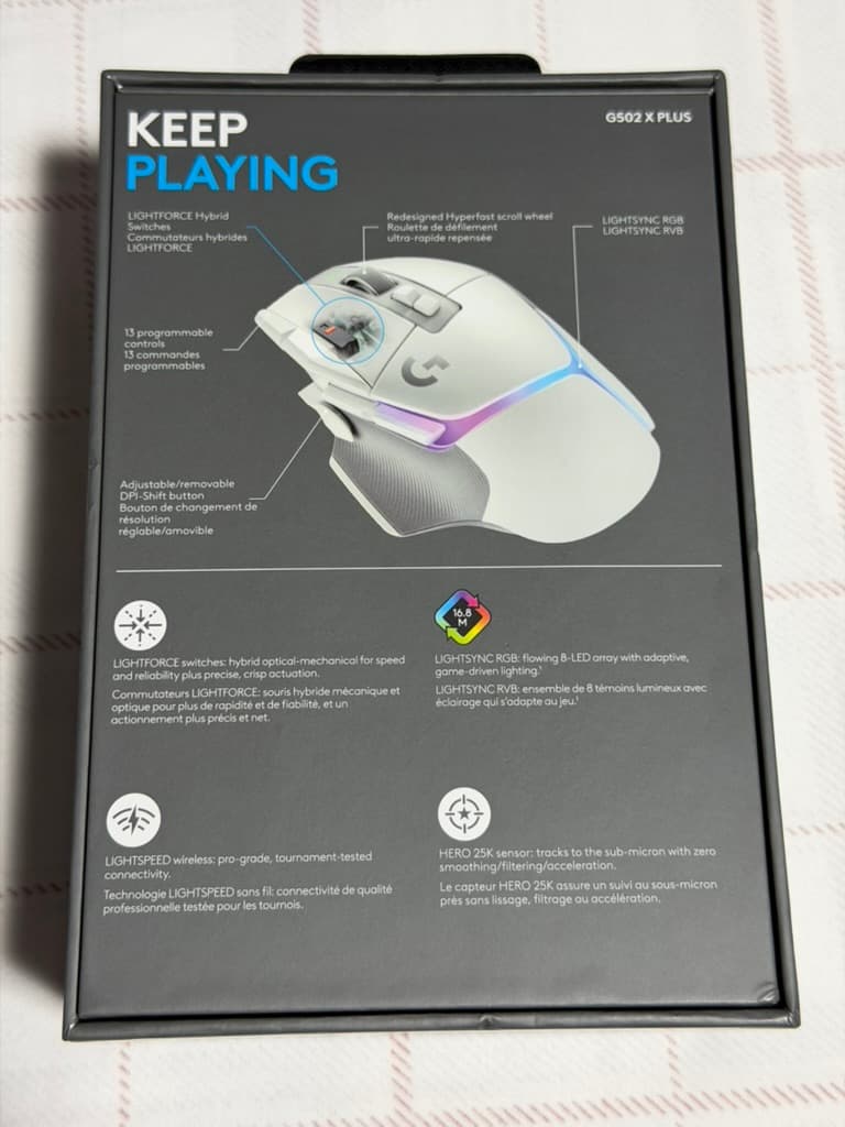Logitech G502 X PLUS Wireless Gaming Mouse - White (Mint Condition)