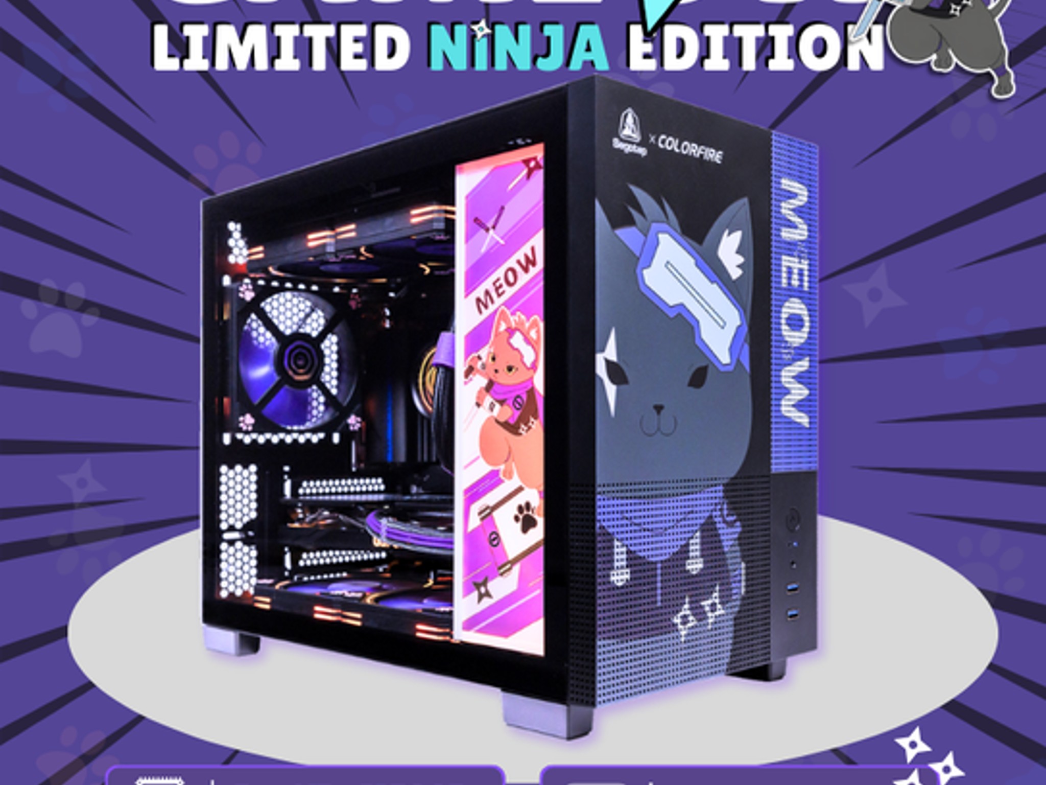 🥷🏾Nyan-Ja🥷🏾Gaming PC ⚔ RTX 5060 12GB 💜 i5-13400F ⚔ 32GB DDR5 💜 1T M.2 ⚔ Windows 11 ...