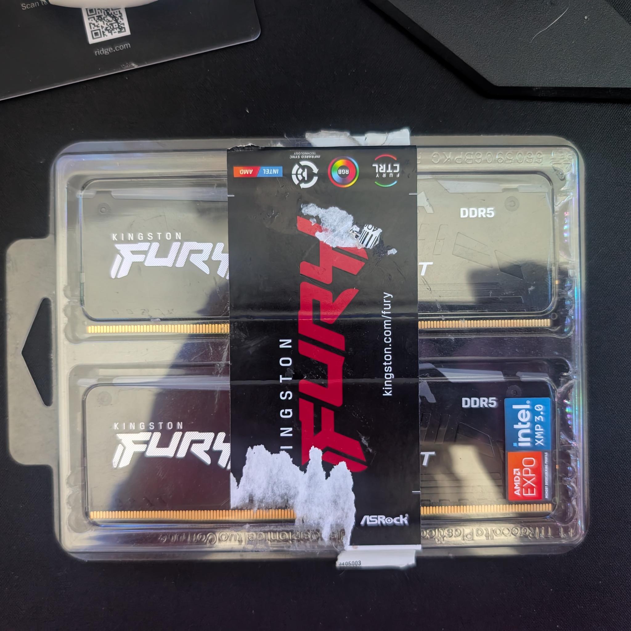 Kingston FURY Beast DDR5 RGB 16GB kit (2×8GB) 5600 MT/s CL40, Open Box, Good
