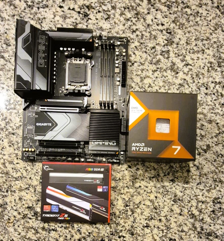 Bundle Gigabyte X670 Gaming X AX V2 AM5 MOBO, Ryzen 7800X3D CPU, 64GB G.Skill Trident Z5 NEO RGB RAM