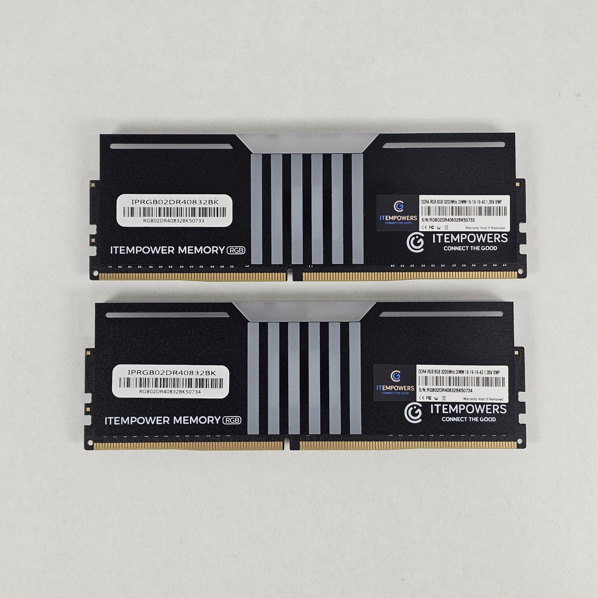 16GB DDR4 (2x8GB) CL19 3200MT/s ITEMPOWERS ITEMPOWER Memory RGB