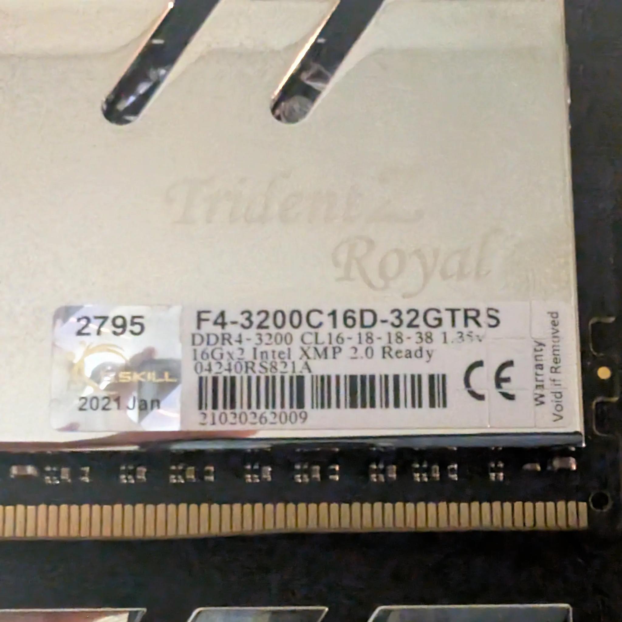 G. Skill Trident Z Royal DDR4 3200Mhz CL16 RAM (Silver)