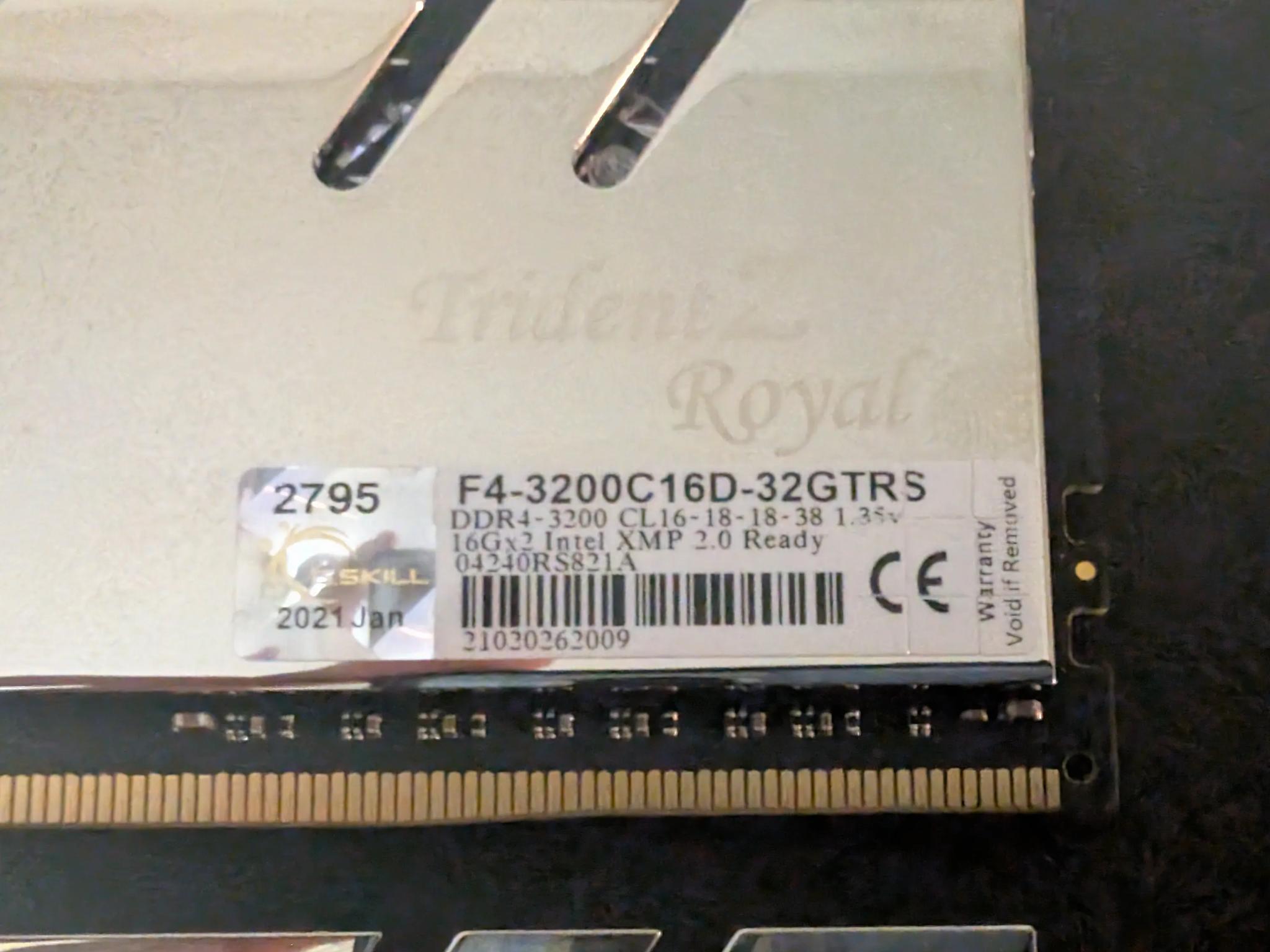 G. Skill Trident Z Royal DDR4 3200Mhz CL16 RAM (Silver)
