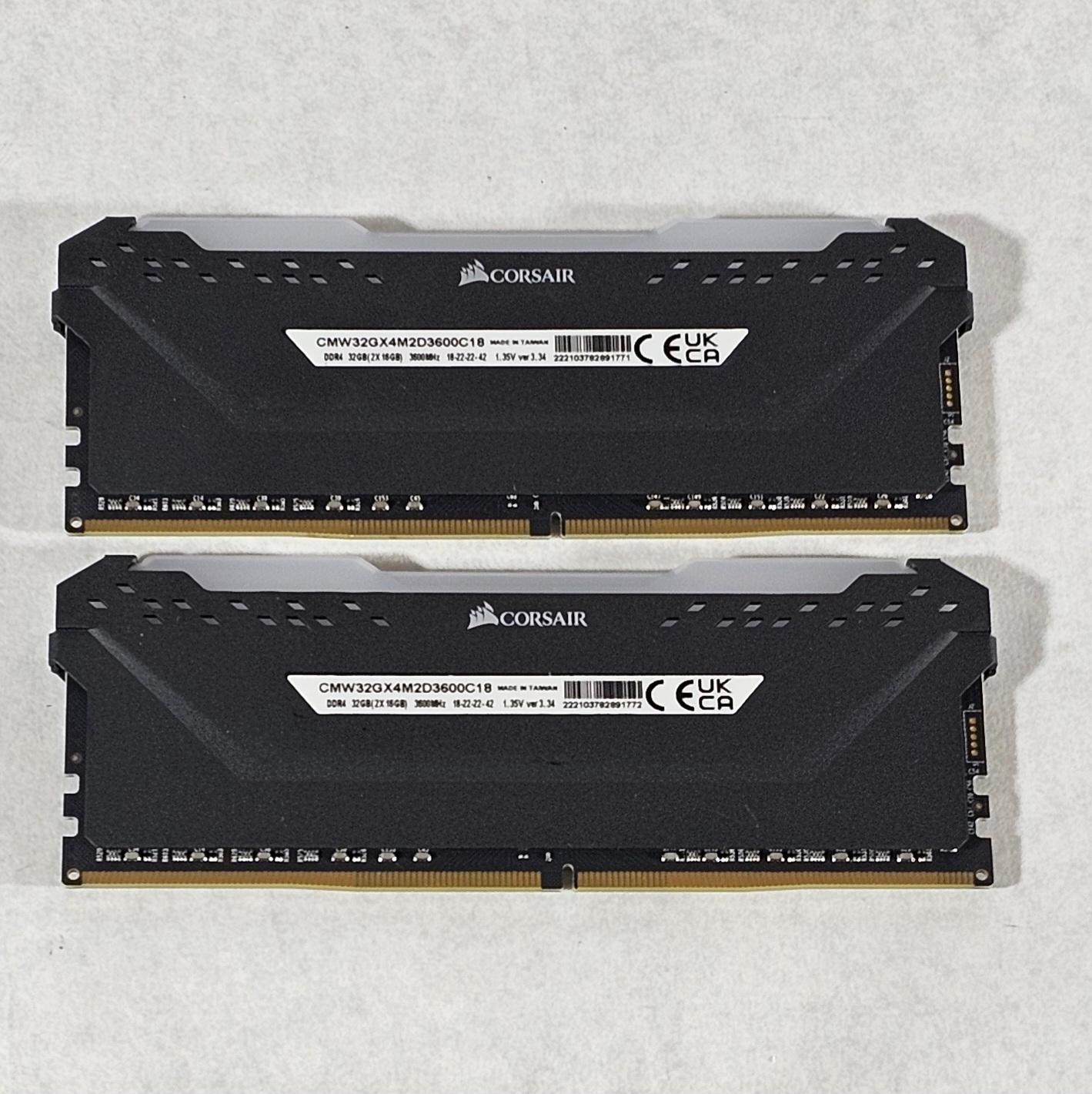 32GB DDR4 (2x16GB) C18 3600MHz CORSAIR VENGEANCE RGB PRO RAM Memory