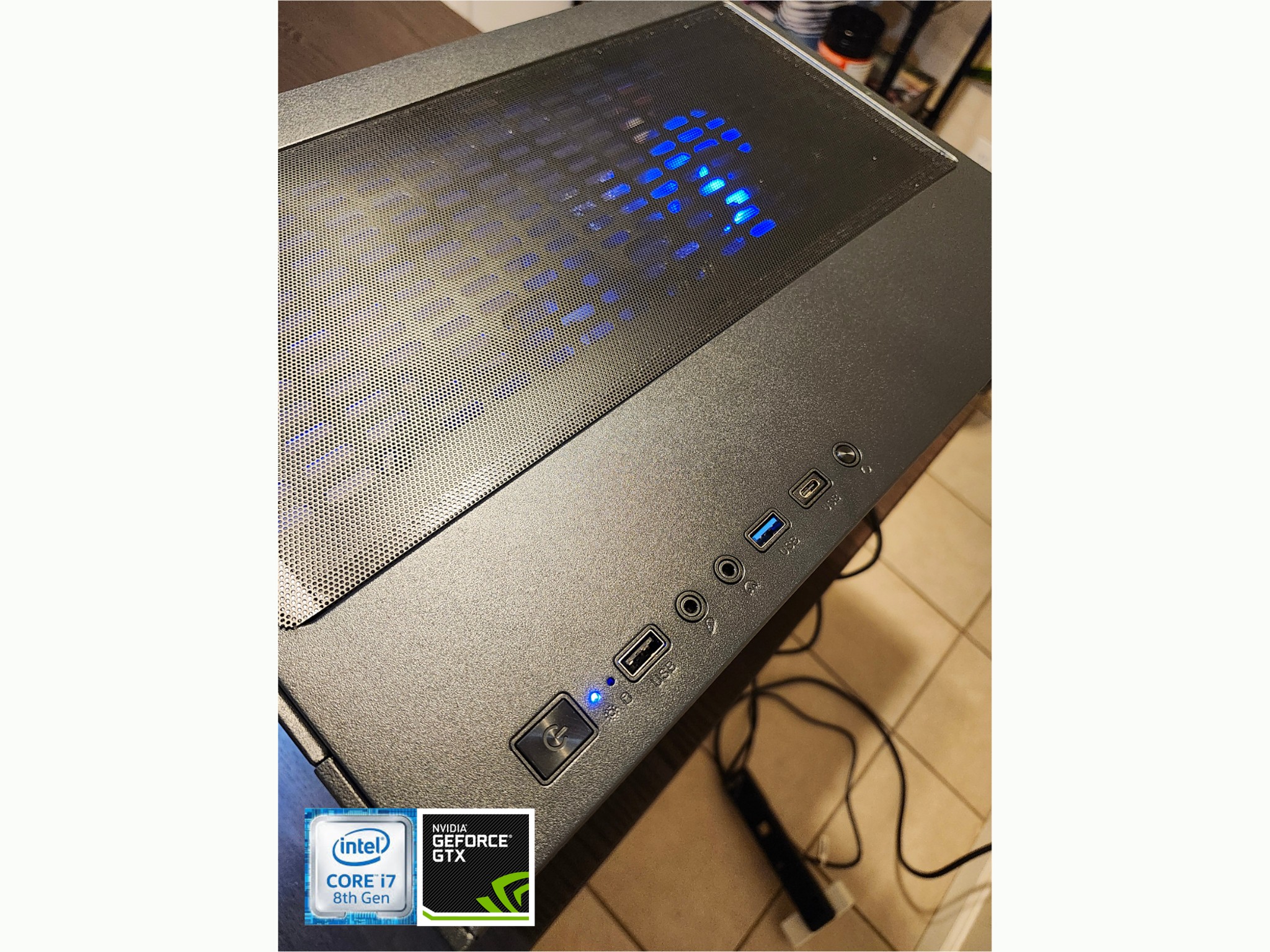 Custom Gaming PC - Intel i7-8700, GTX 1660, 16GB RAM, 500GB SSD - Black Case