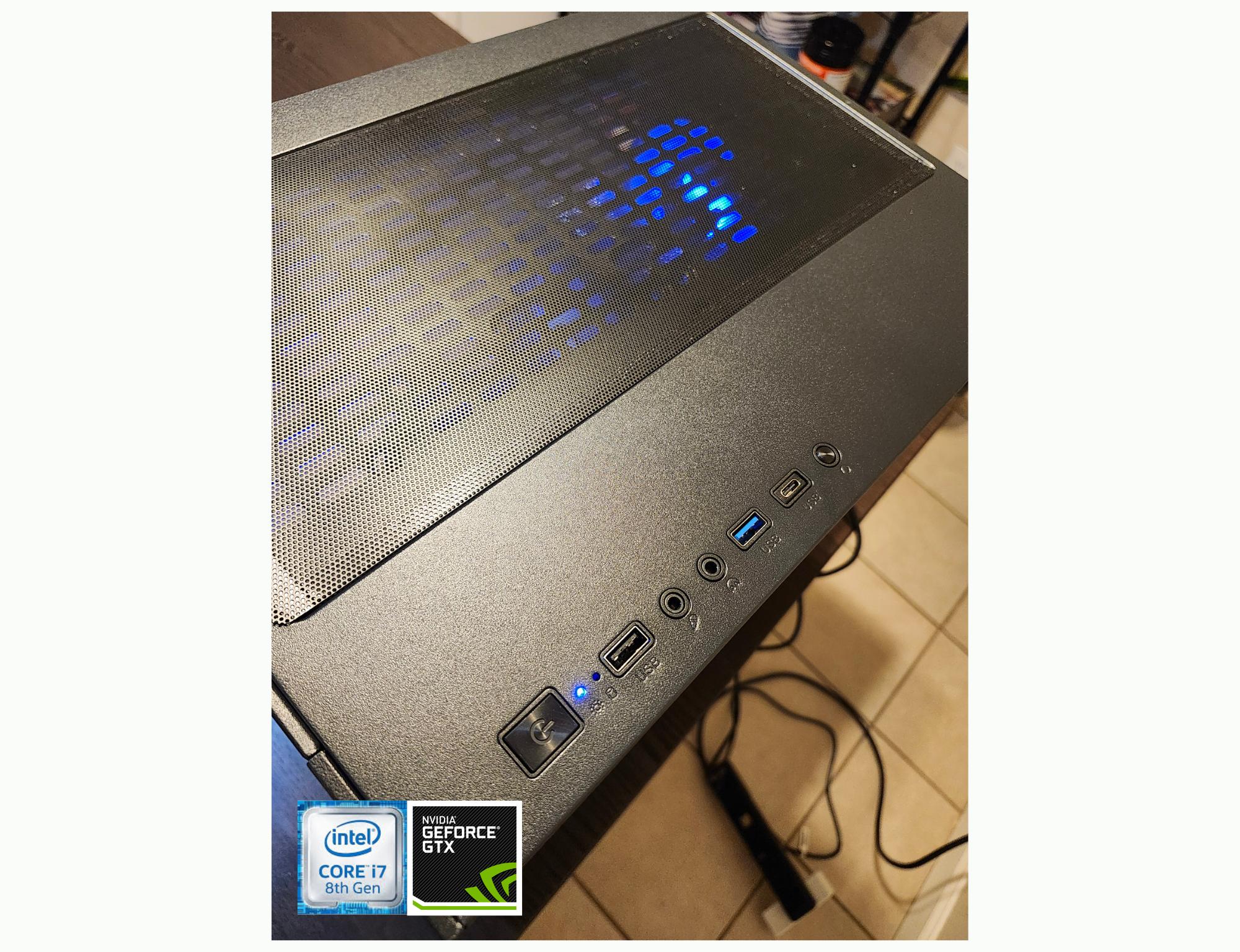Custom Gaming PC - Intel i7-8700, GTX 1660, 16GB RAM, 500GB SSD - Black Case