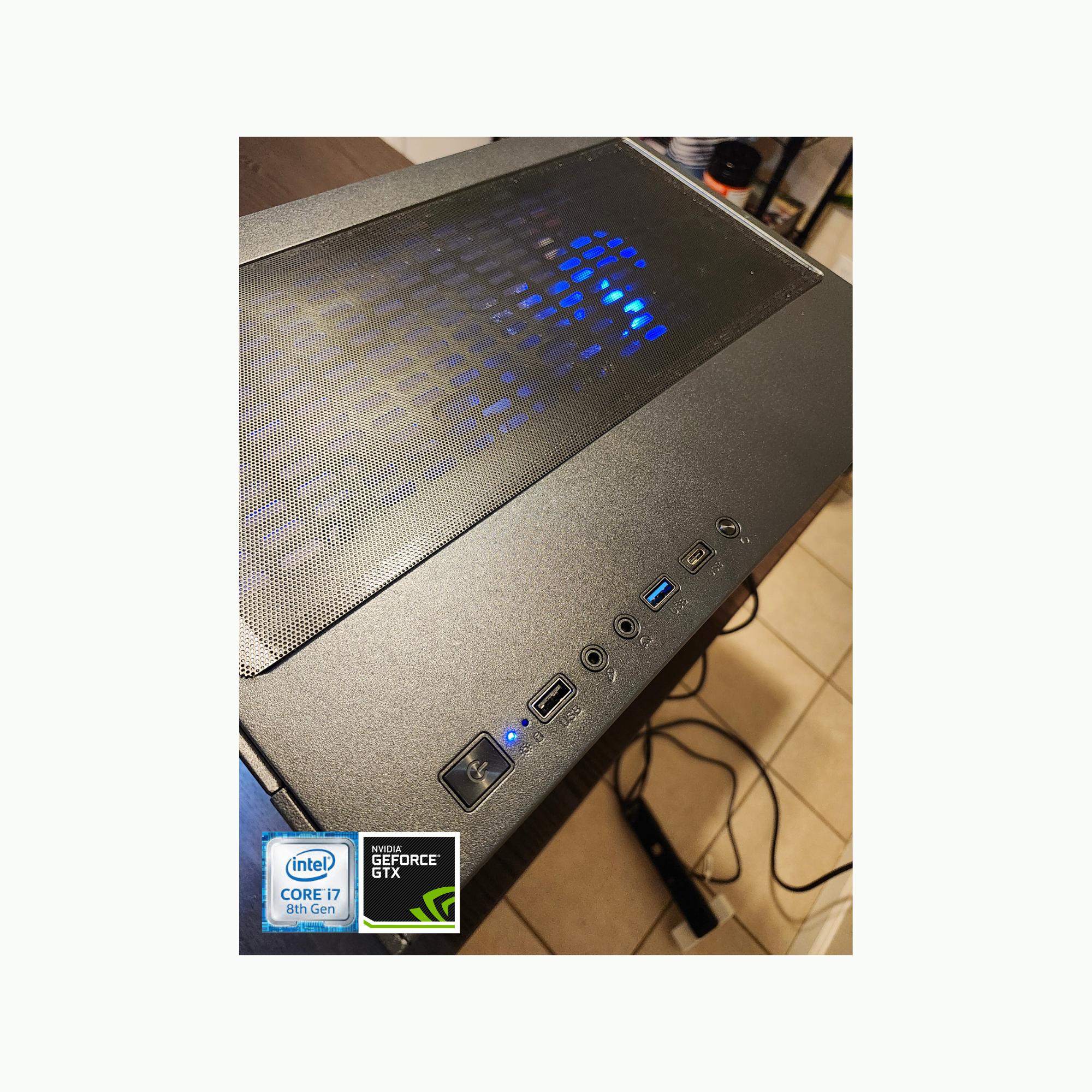 Custom Gaming PC - Intel i7-8700, GTX 1660, 16GB RAM, 500GB SSD - Black Case