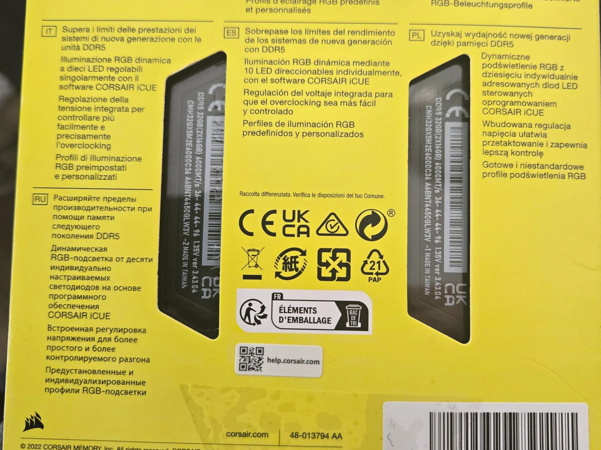 Corsair Vengeance RGB DDR5 6000mhz 2x16gb