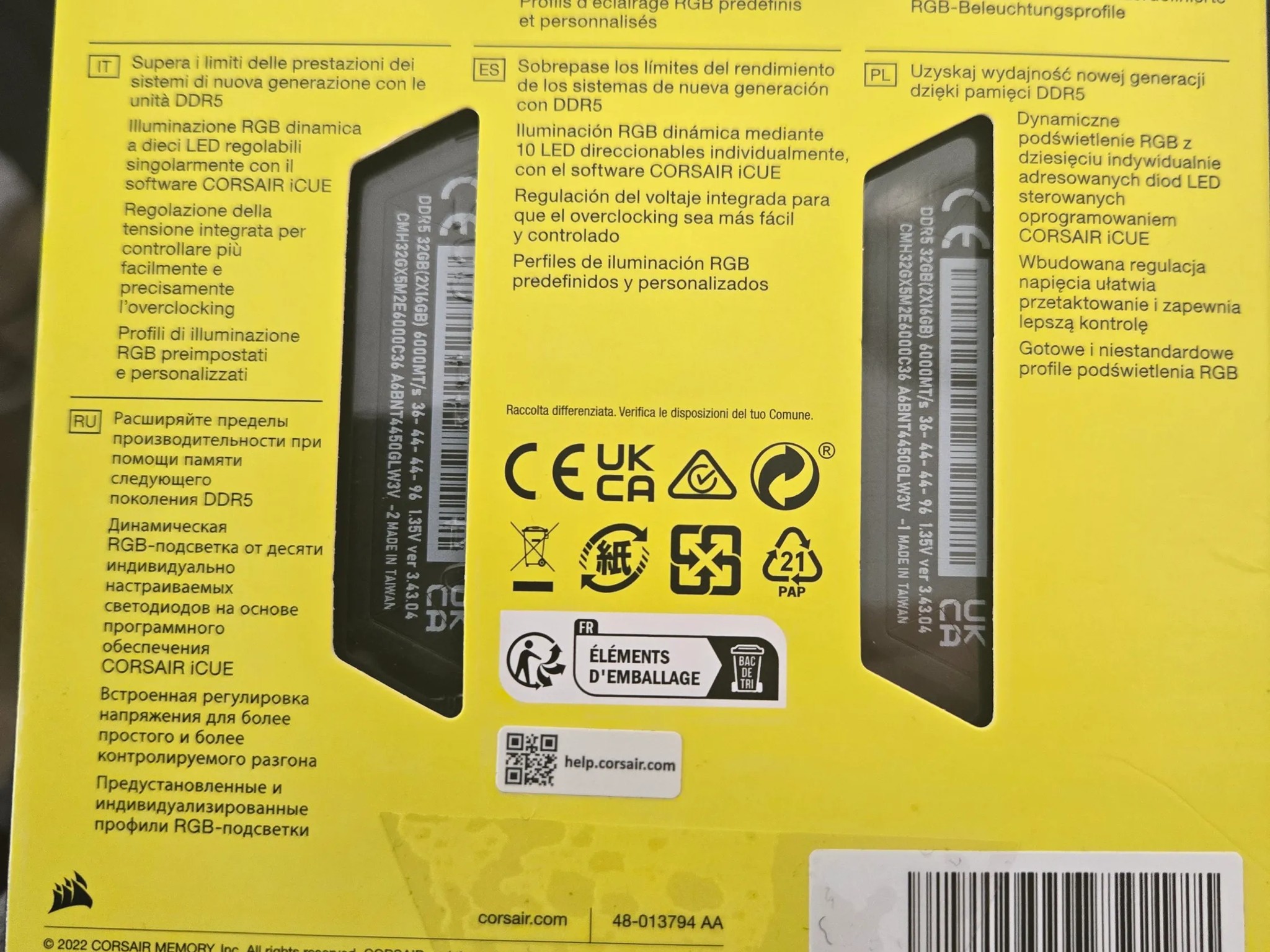 Corsair Vengeance RGB DDR5 6000mhz 2x16gb