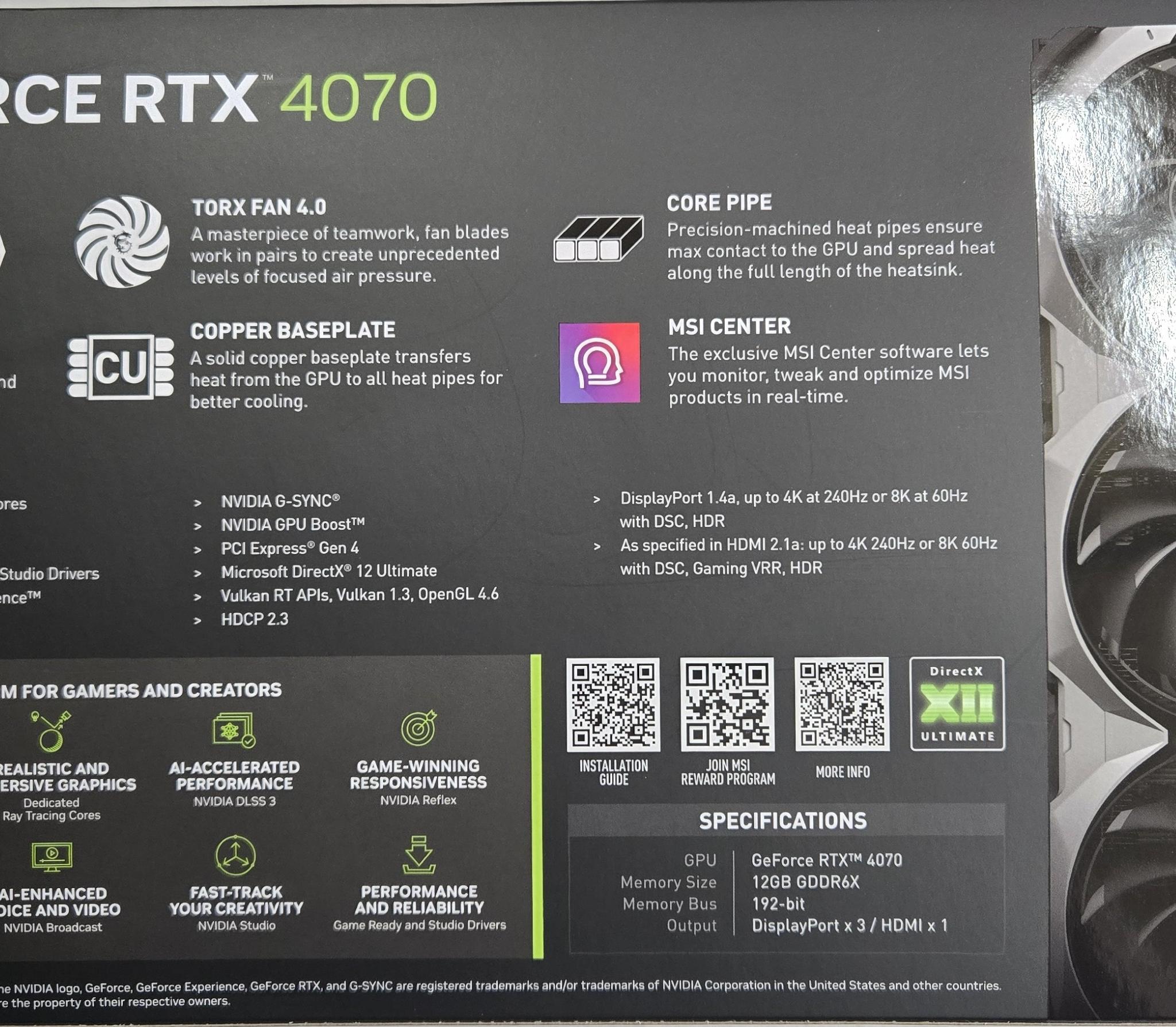 MSI GeForce RTX 4070 VENTUS 3X 12G OC
