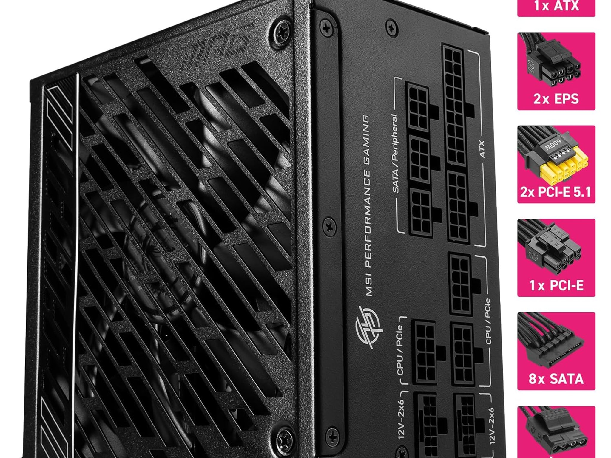 MSI MPG A1000GS PCIE5 ATX 3.1 Gaming Power Supply - Full Modular - 80 Plus Gold Certified 1000W