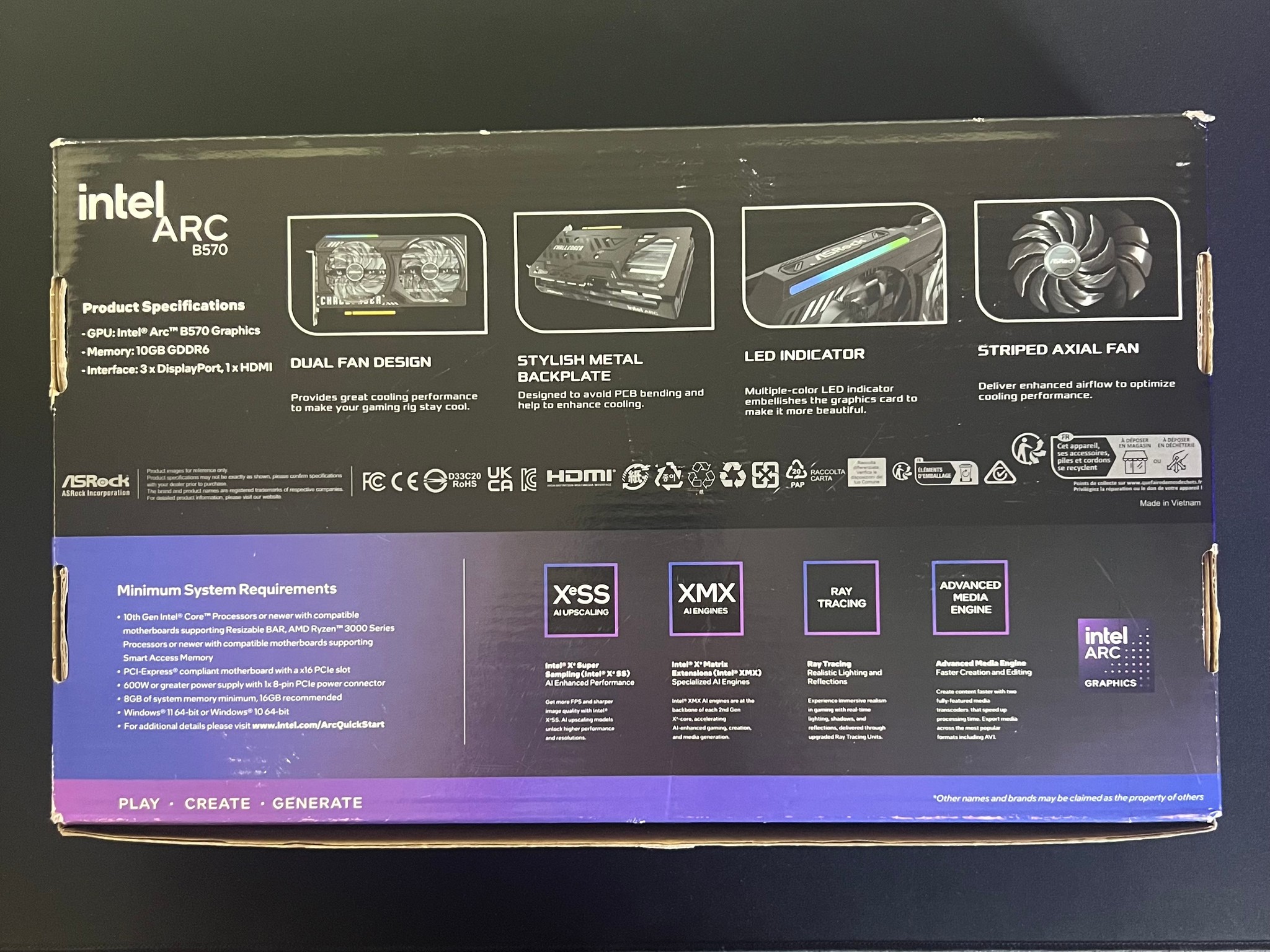 ASRock Intel Arc B570 Challenger OC Edition 10gb GDDR6 Dual Fan