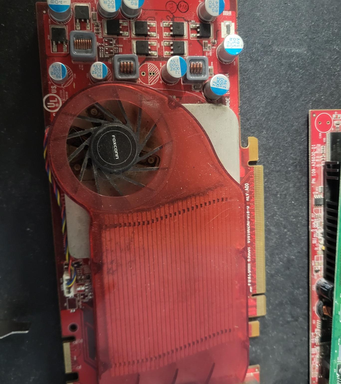 box of older graphics cards.