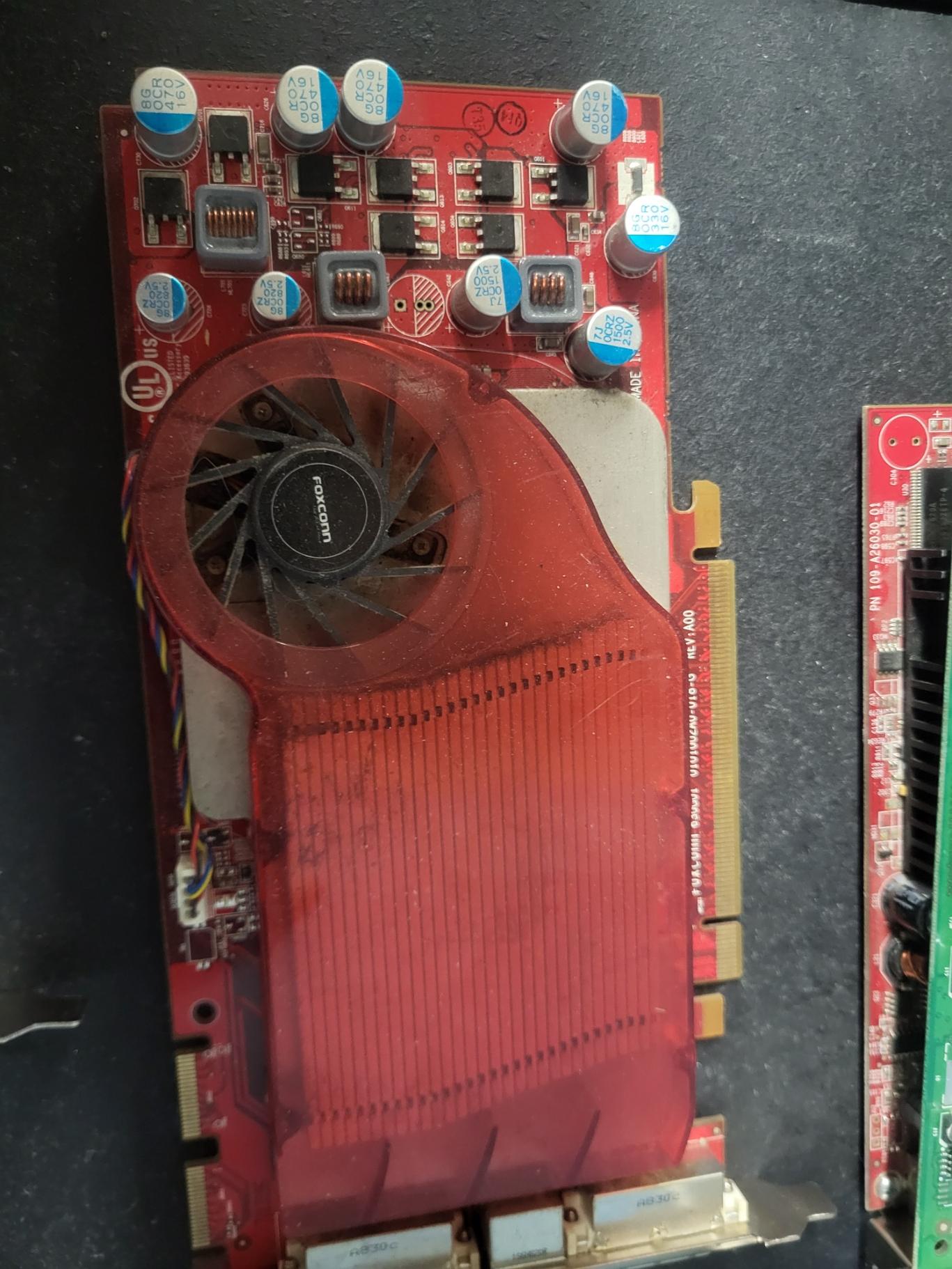 box of older graphics cards.