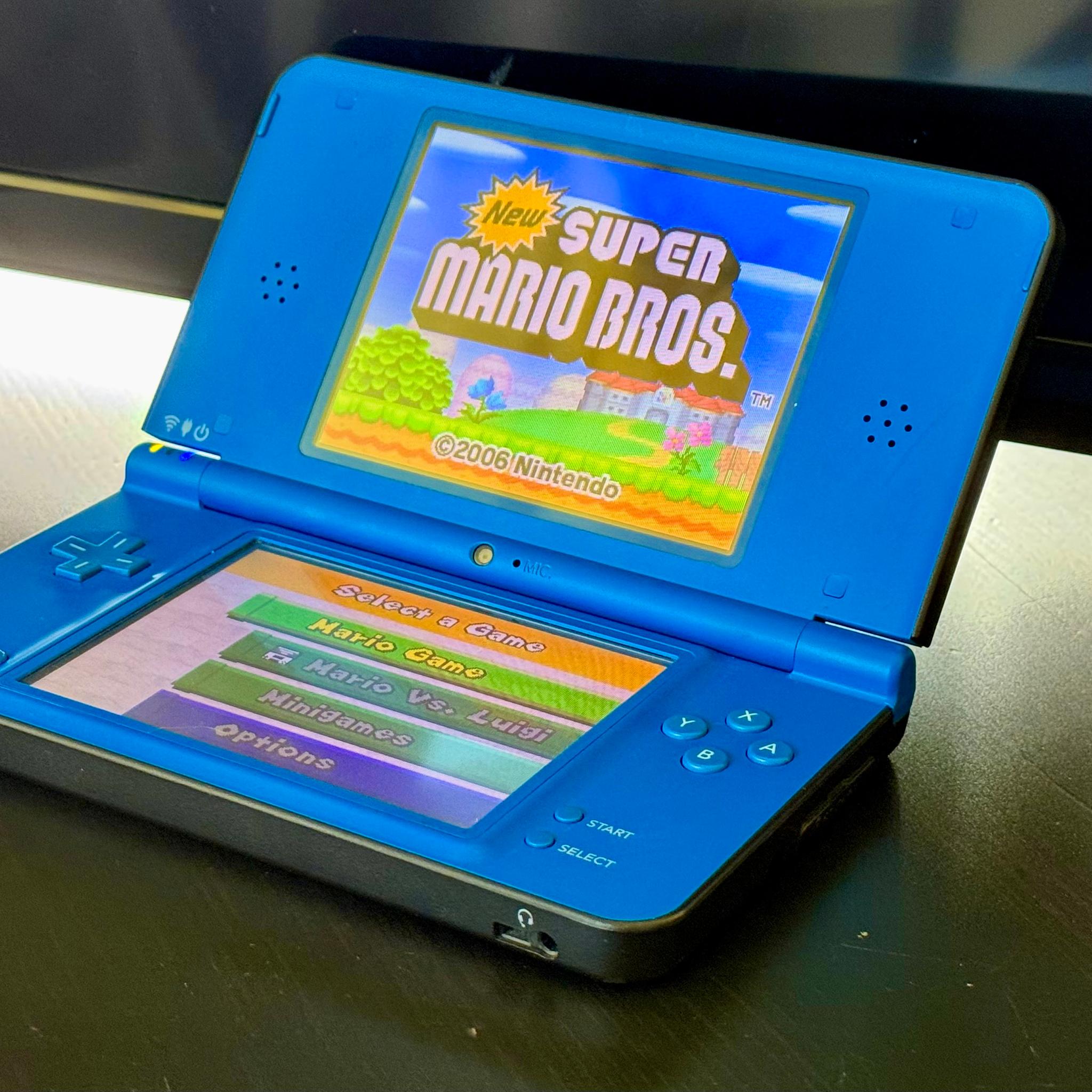 Nintendo DSi Blue Bundle + Charger + New Super Mario Bros DS | Cleaned & Tested