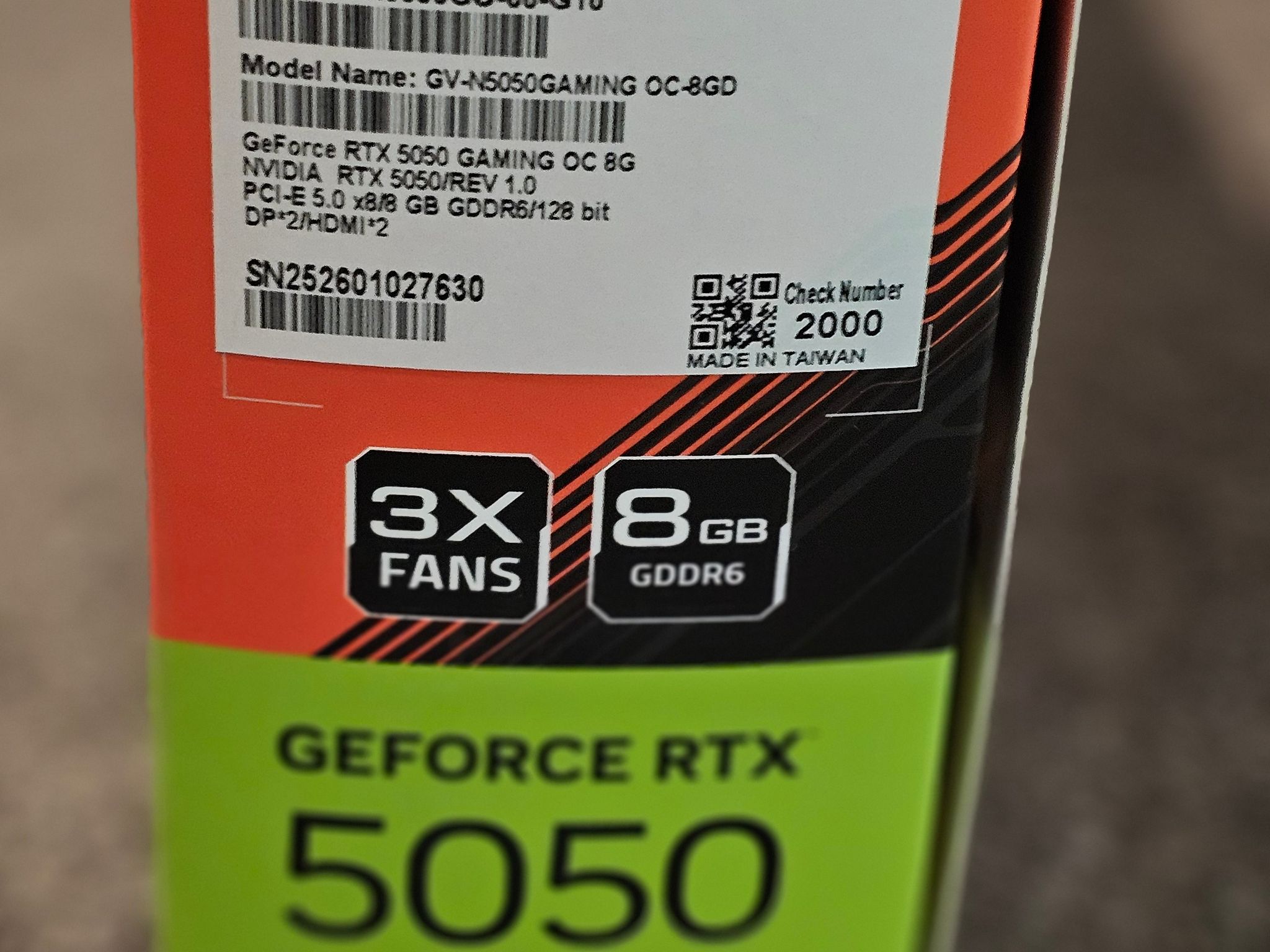 GIGABYTE RTX 5050 GAMING OC 8GB GDDR6 Triple Fan
