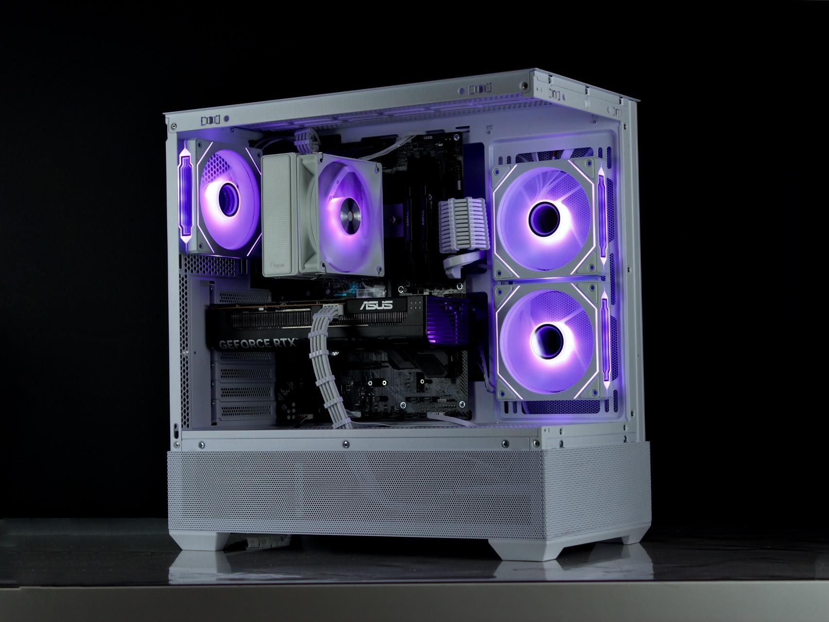 Powerful White Gaming PC – RTX 5060, Ryzen 5 5600X, 32GB, 1TB SSD - RGB, WiFi, BlueTooth