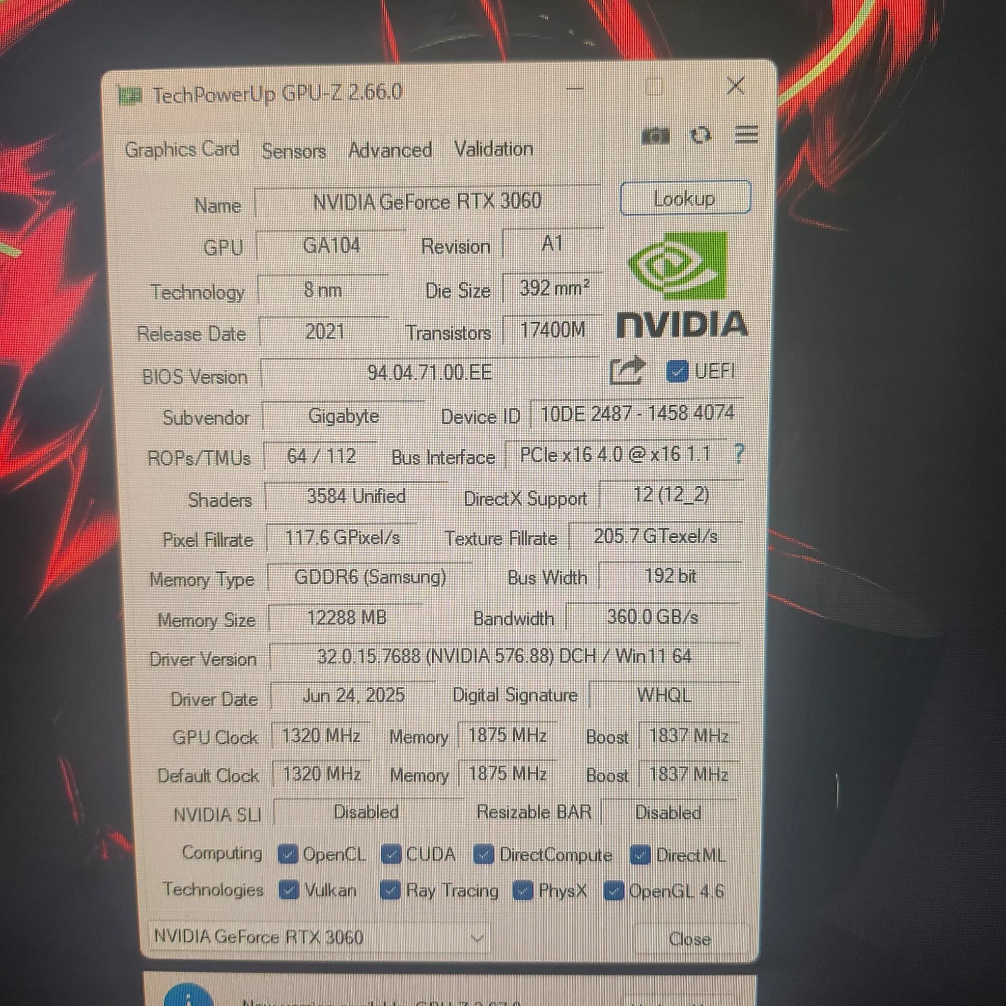 Gigabyte RTX 3060 Gaming OC 12GB – Clean & Tested – Great Condition