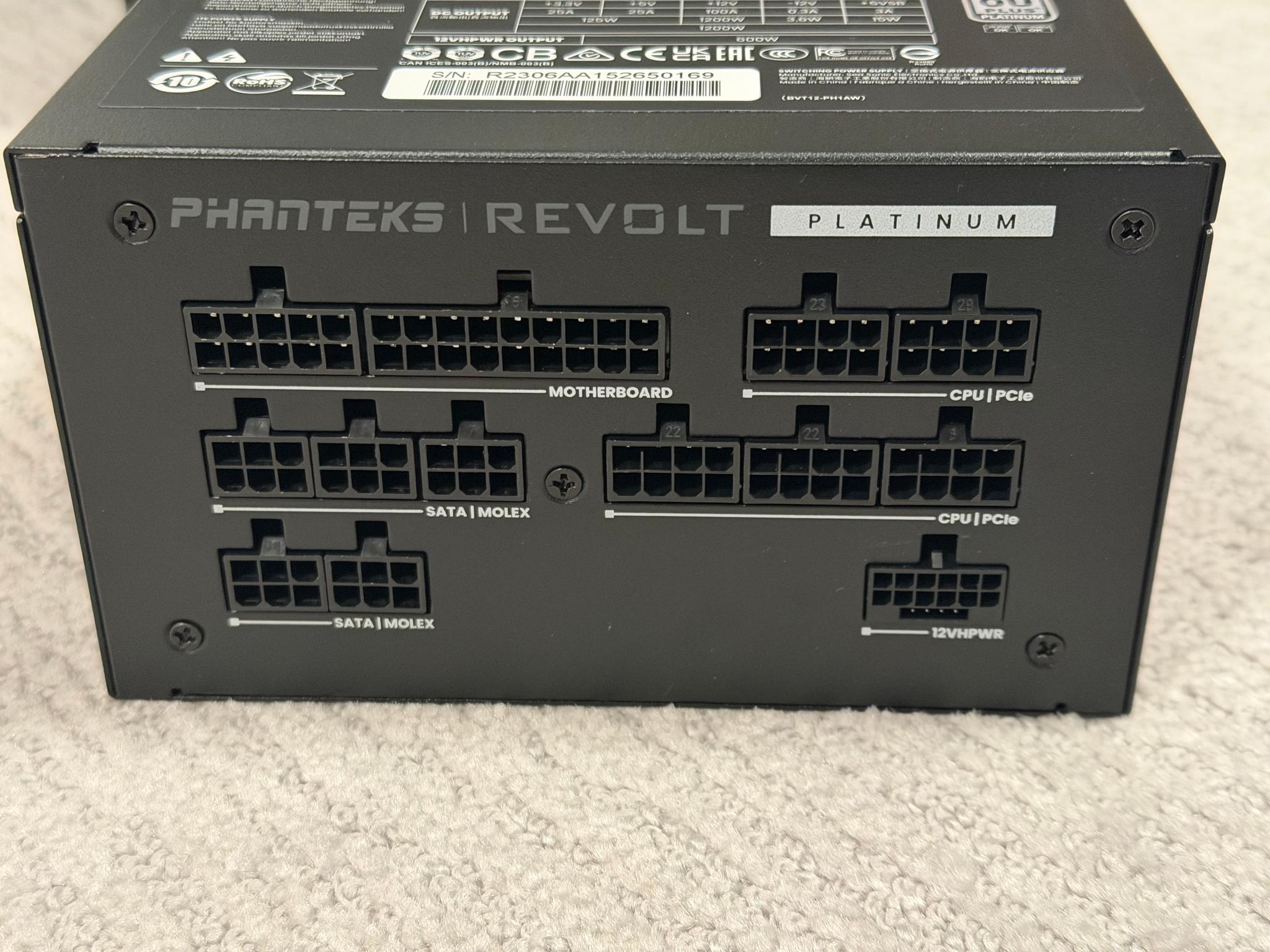 Phanteks 1200w Platinum Power Supply PSU with Sleeved Cable Kit