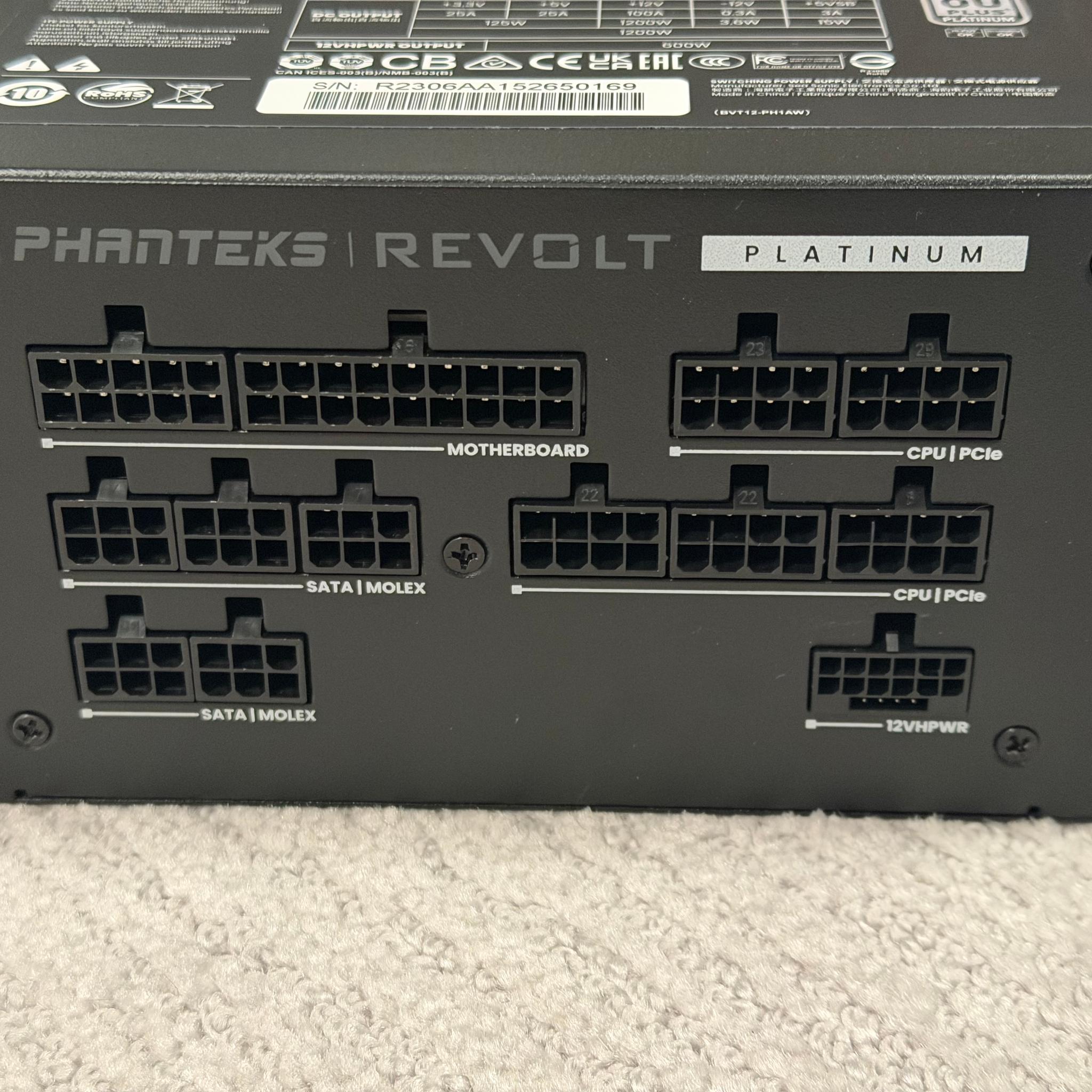 Phanteks 1200w Platinum Power Supply PSU with Sleeved Cable Kit